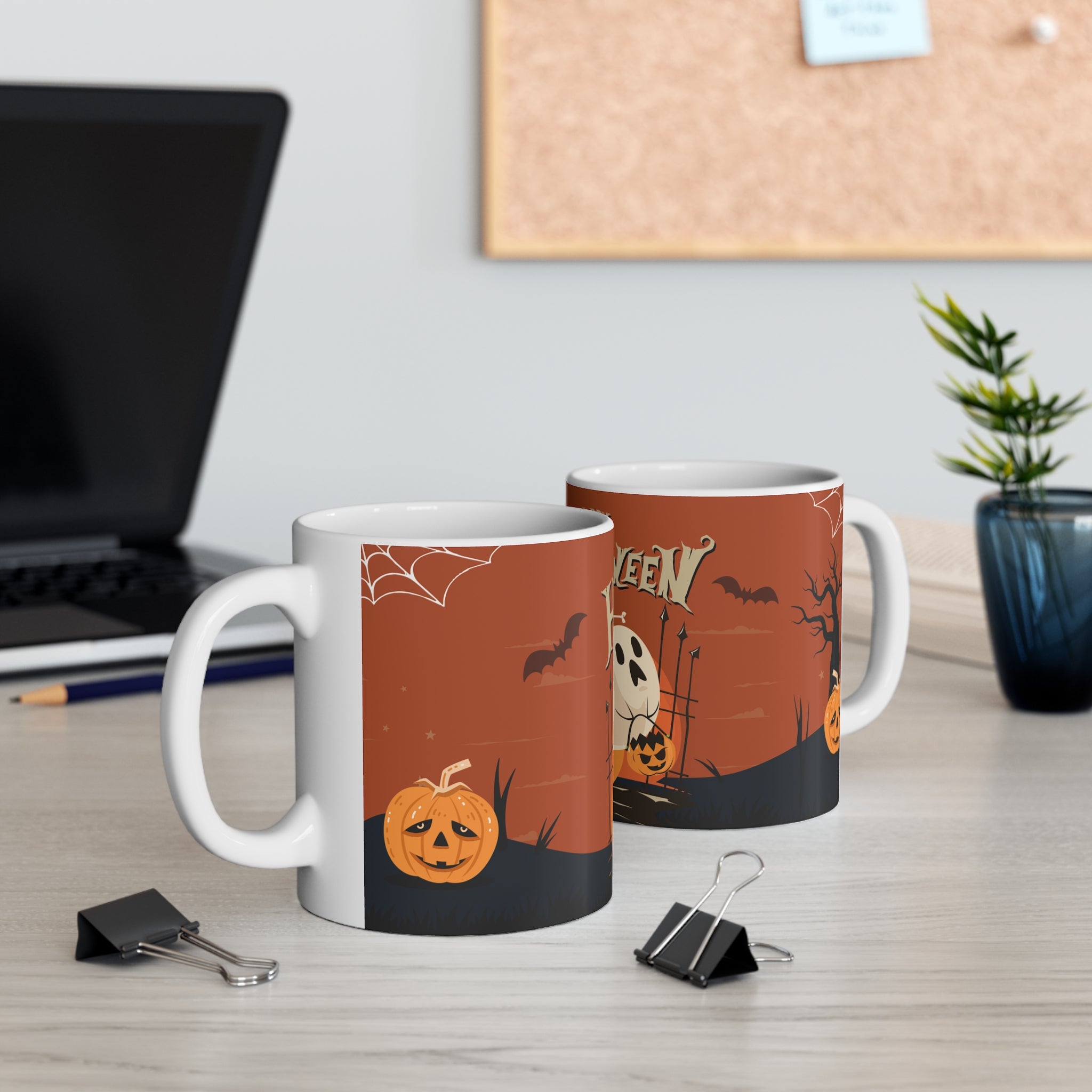 Happy Halloween with Pumpkin | White Mug