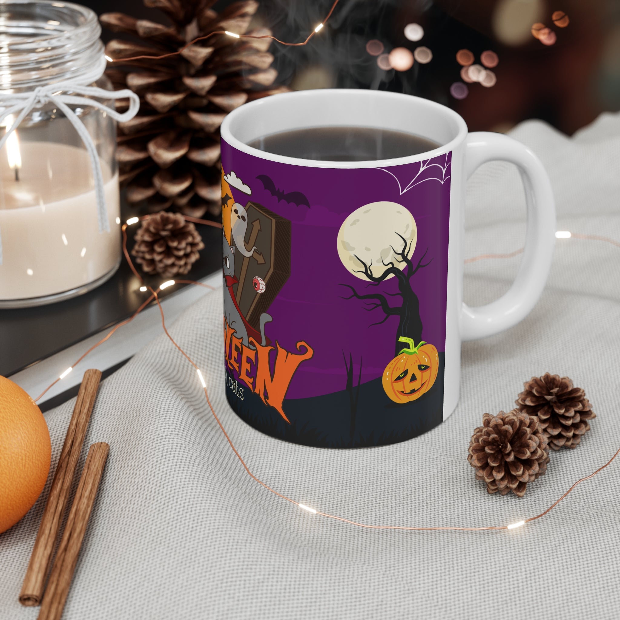 Happy Halloween is Better with Cats | Ceramic Coffee Cups