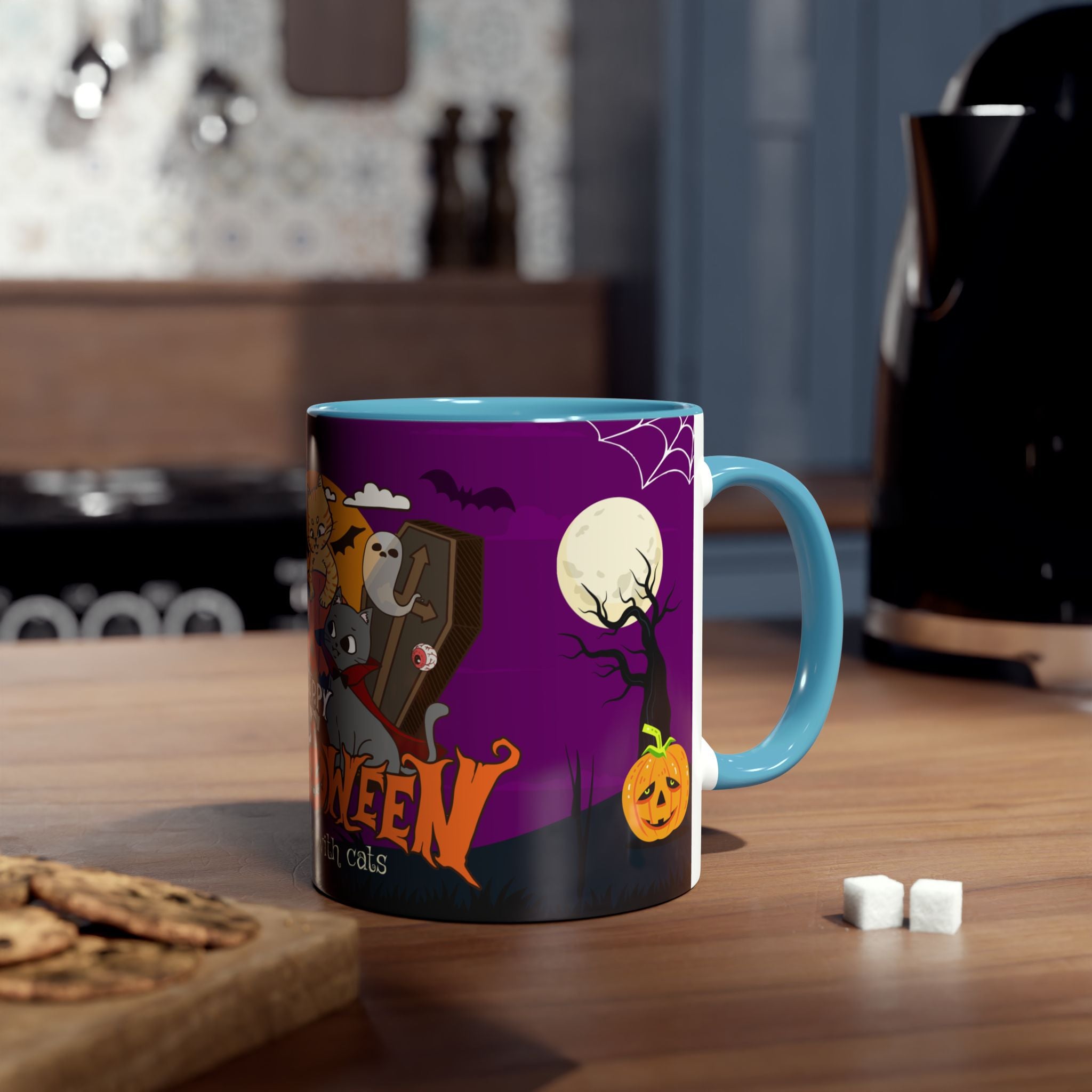 Happy Halloween is Better with Cats | Two-Tone Coffee Mugs