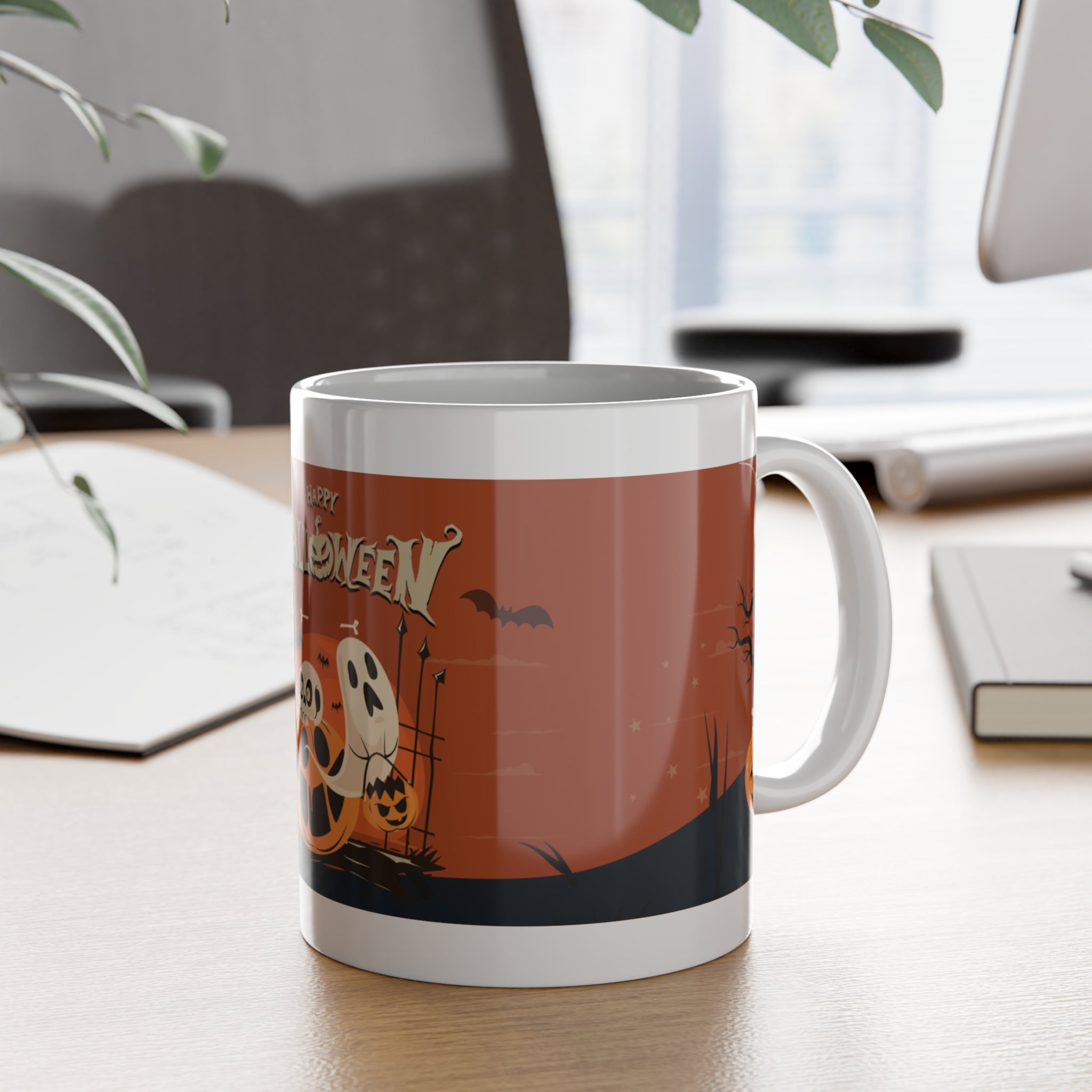 Happy Halloween with Pumpkin | White Ceramic Mug