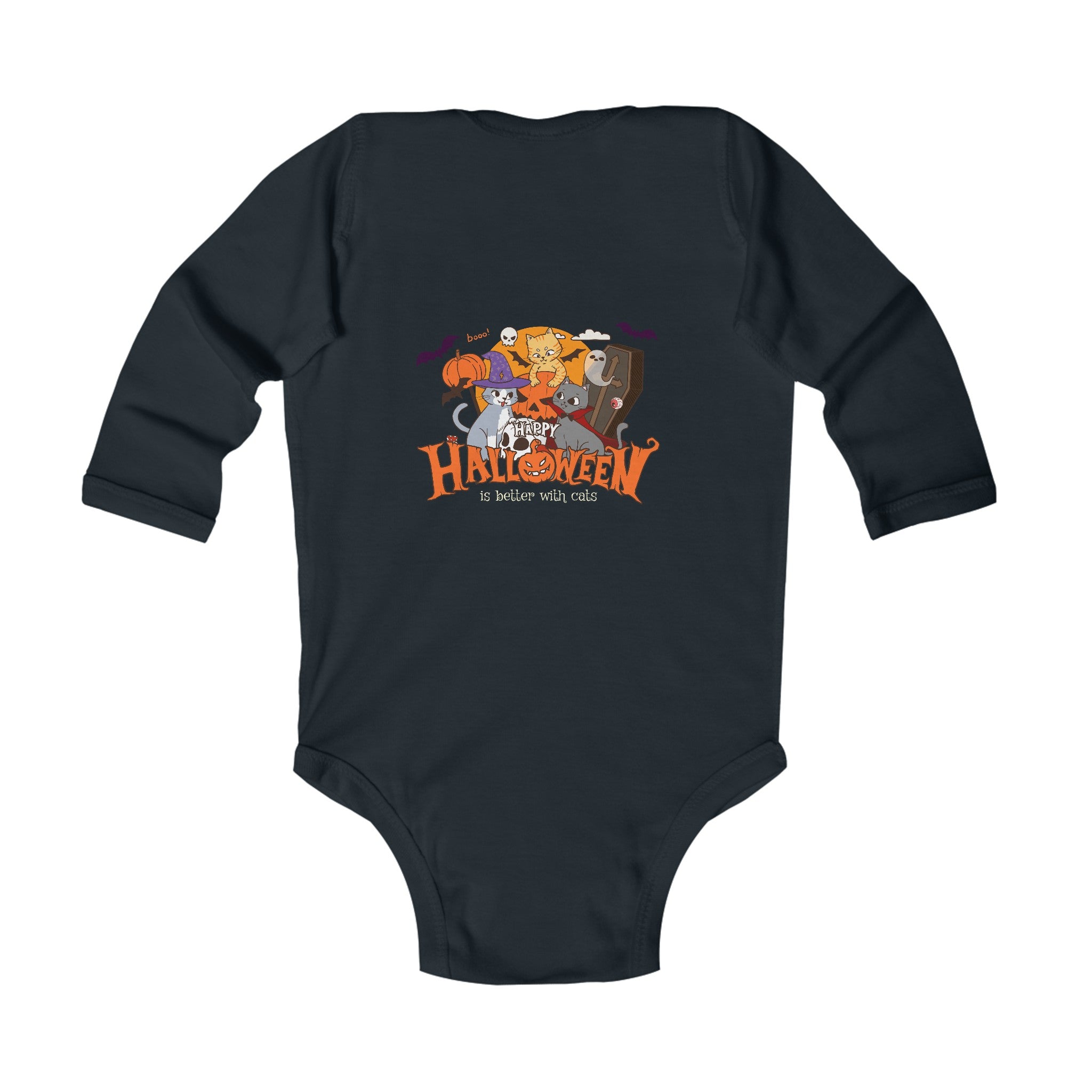 Halloween Trick or Treat with Cats | Infant Long Sleeve Bodysuit