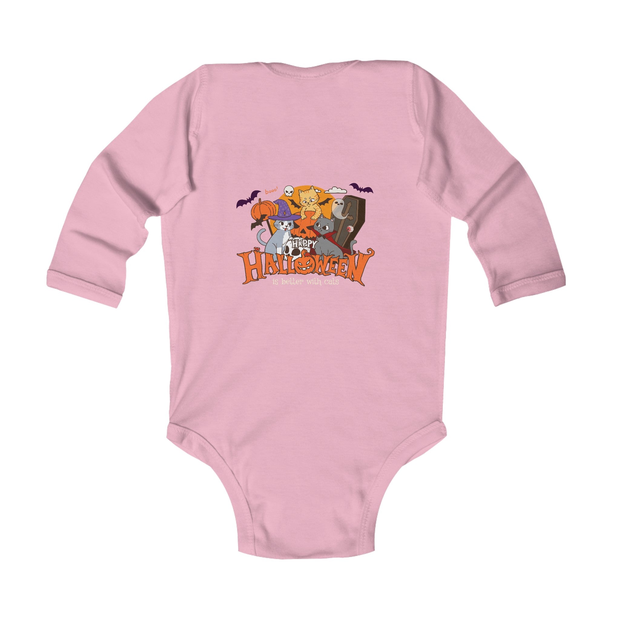 Halloween Trick or Treat with Cats | Infant Long Sleeve Bodysuit