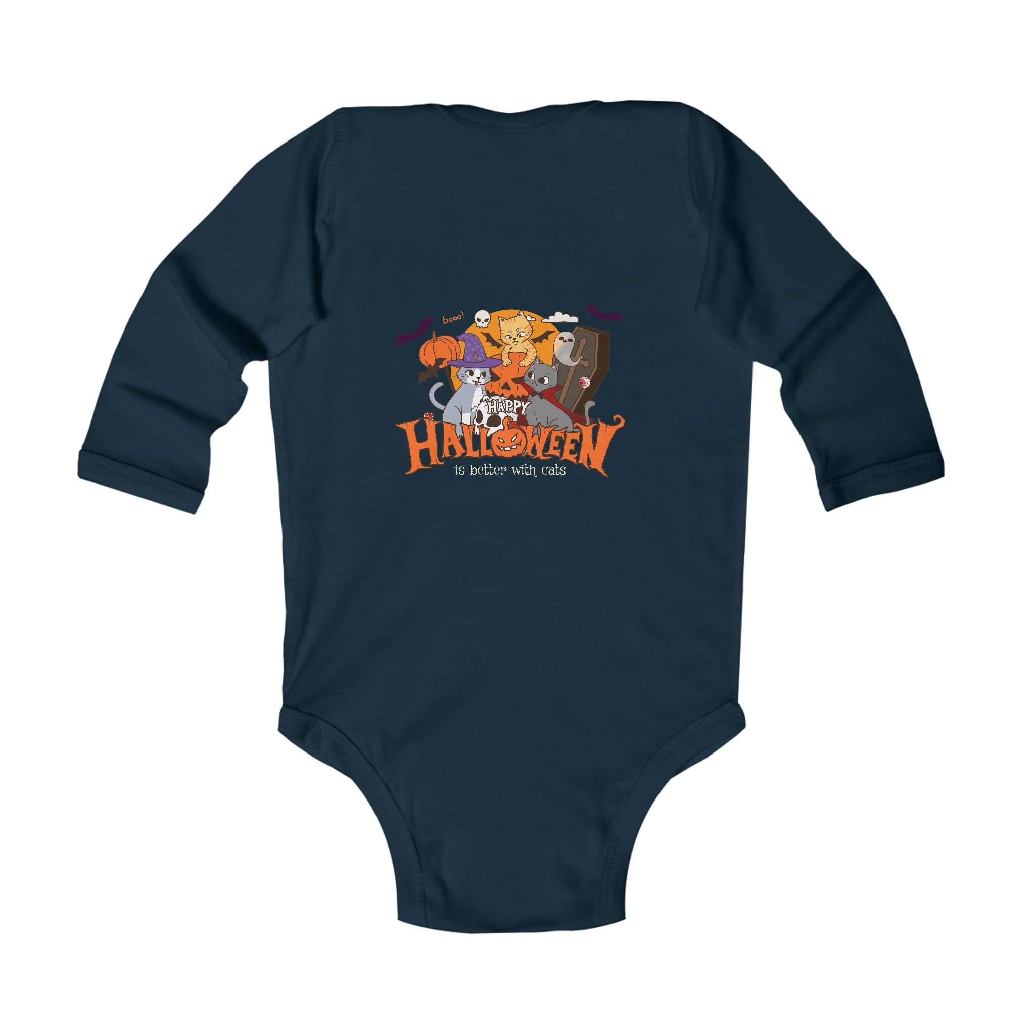 Halloween Trick or Treat with Cats | Infant Long Sleeve Bodysuit