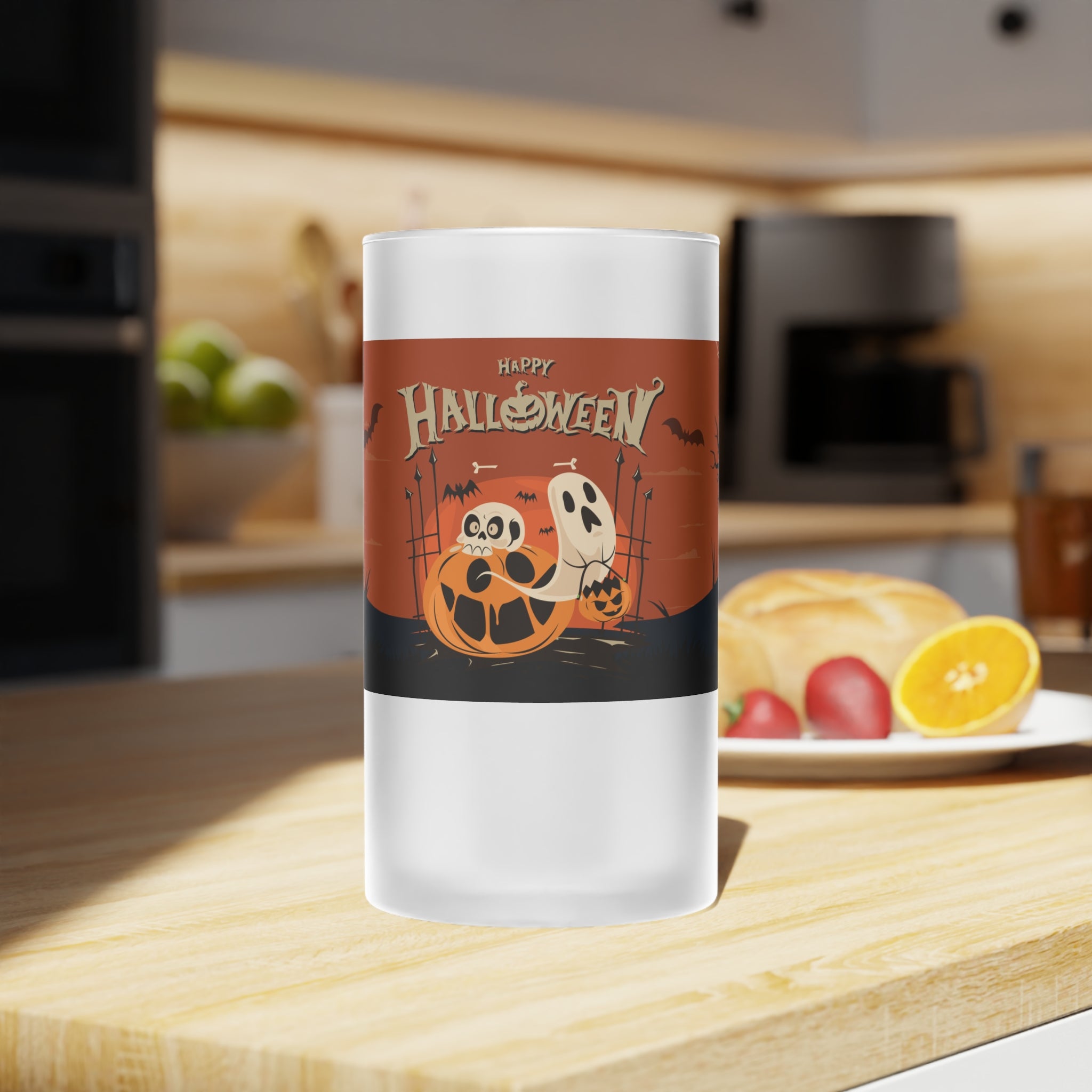 Happy Halloween with Pumpkin | Frosted Glass Beer Mug