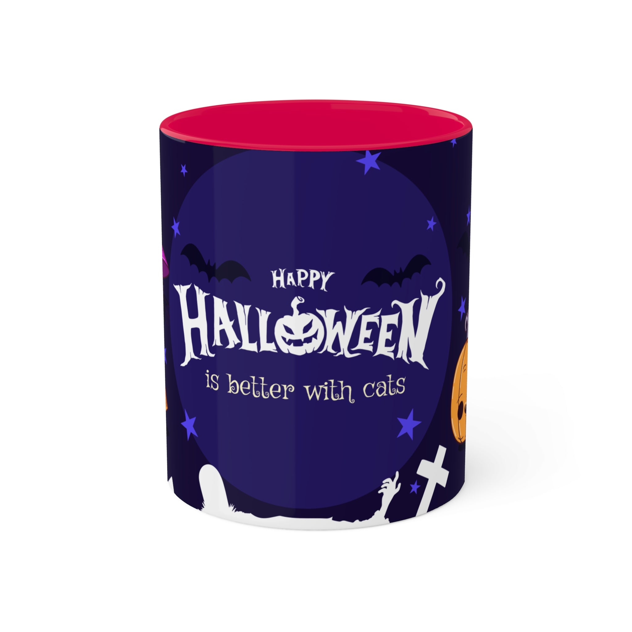 Happy Halloween with Witch's Cats | Colorful Mugs