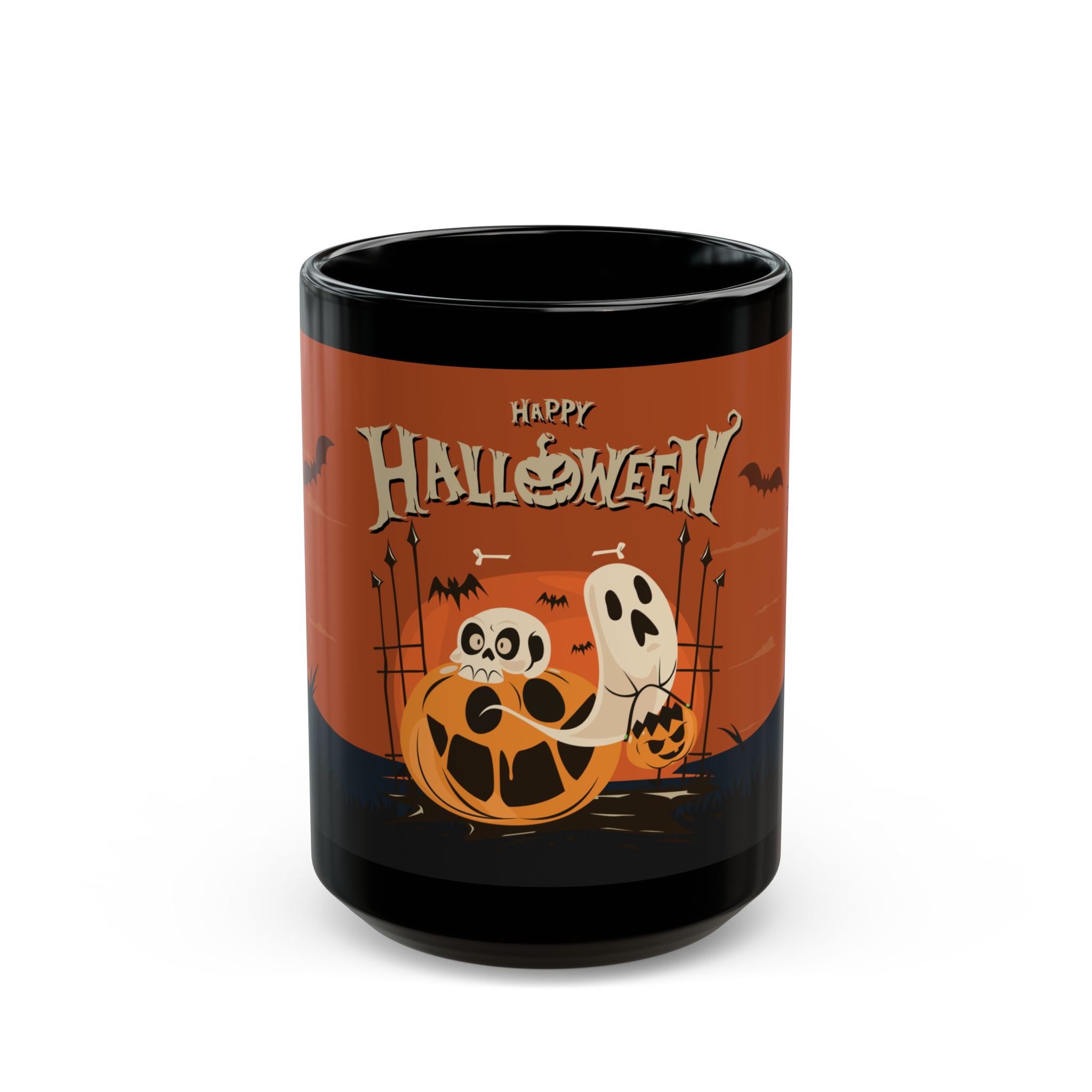 Happy Halloween with Pumpkin | Black Mug