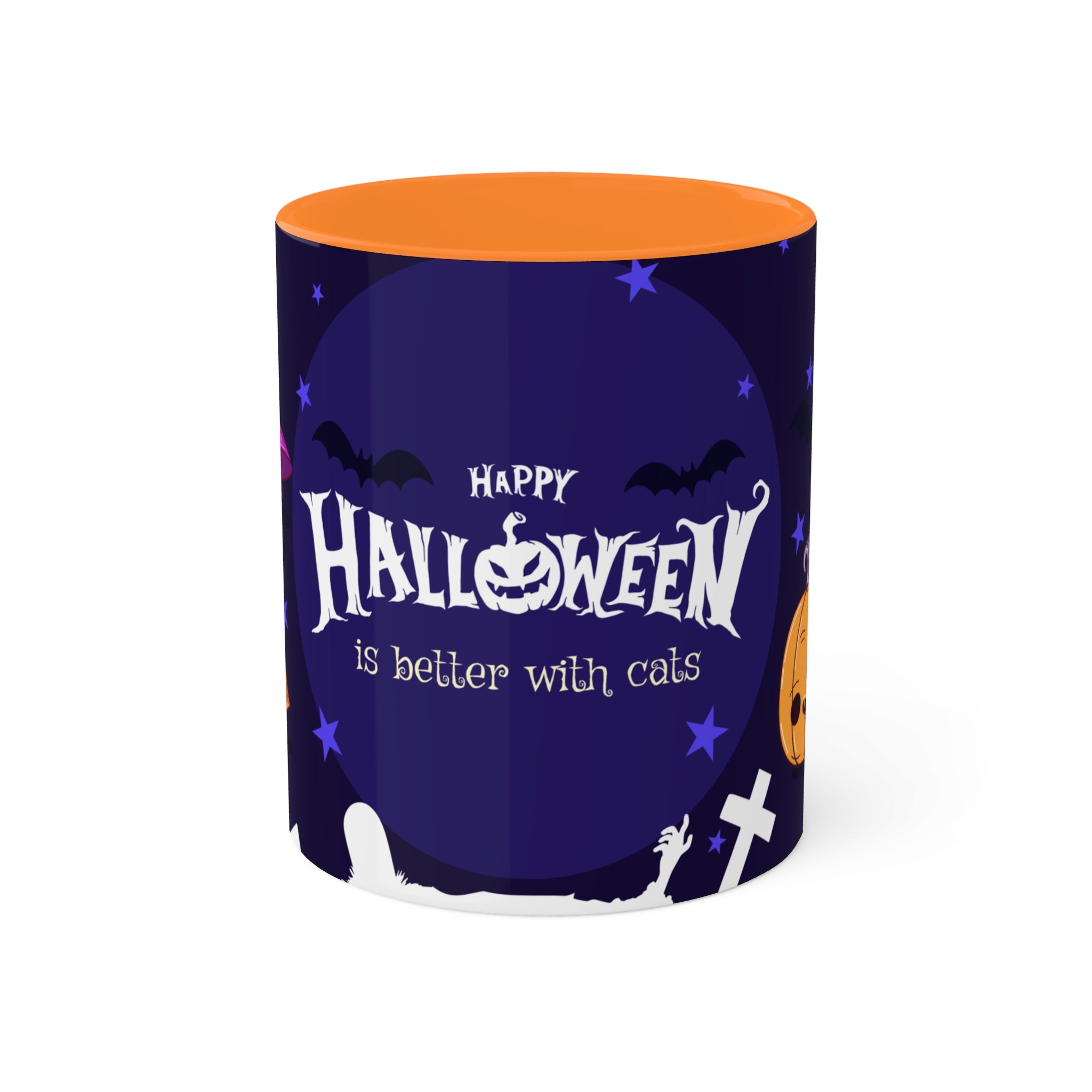 Happy Halloween with Witch's Cats | Colorful Mugs