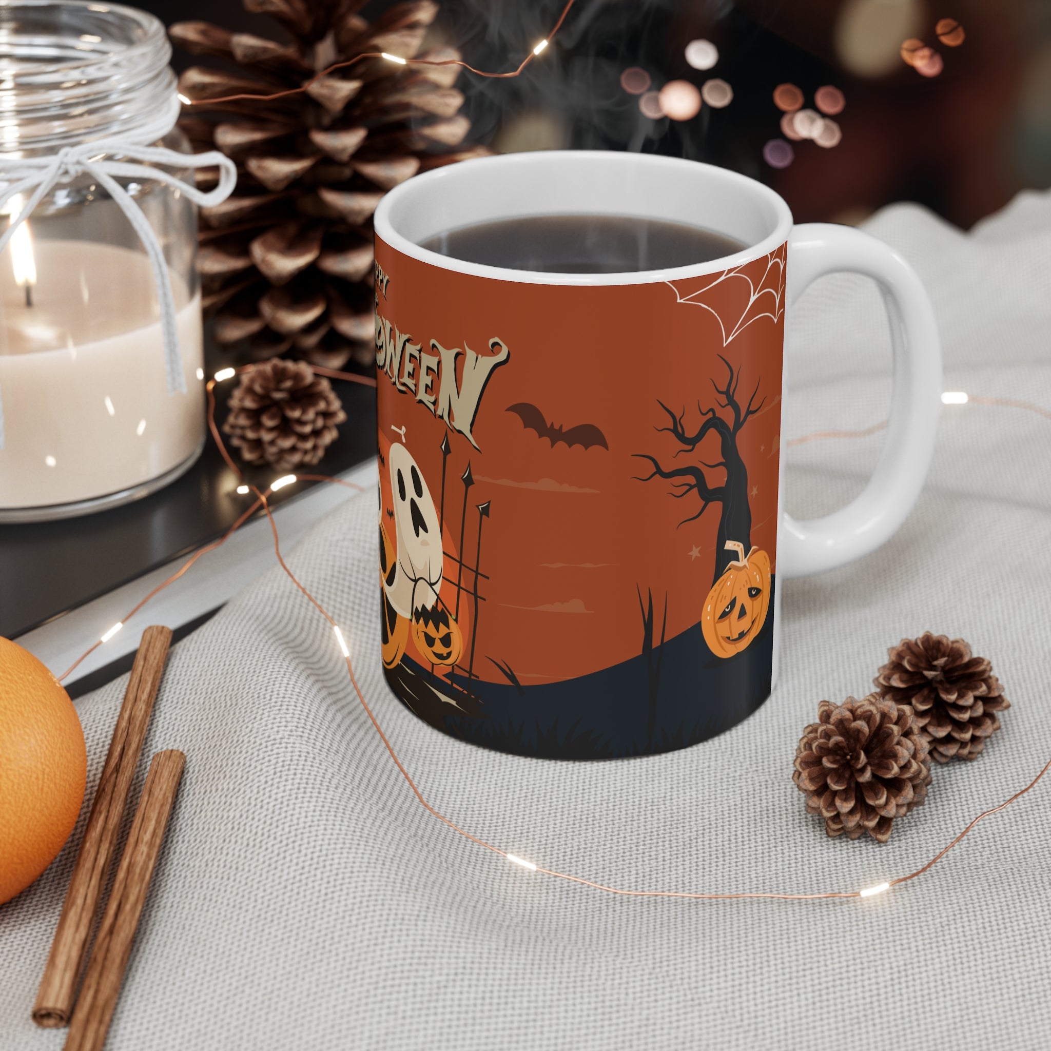 Happy Halloween with Pumpkin | White Mug