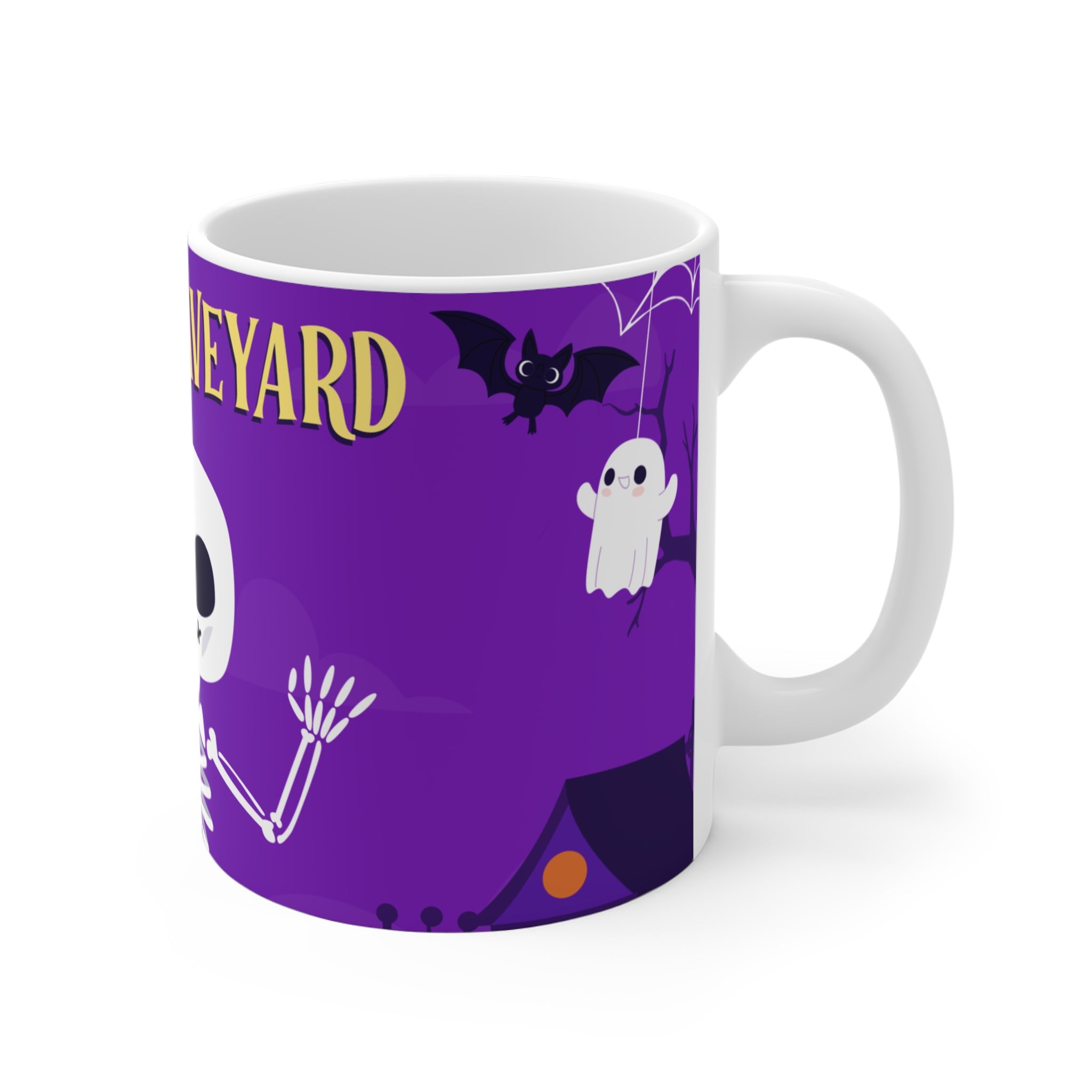 Creepy Graveyard with Halloween Skeleton | Mug