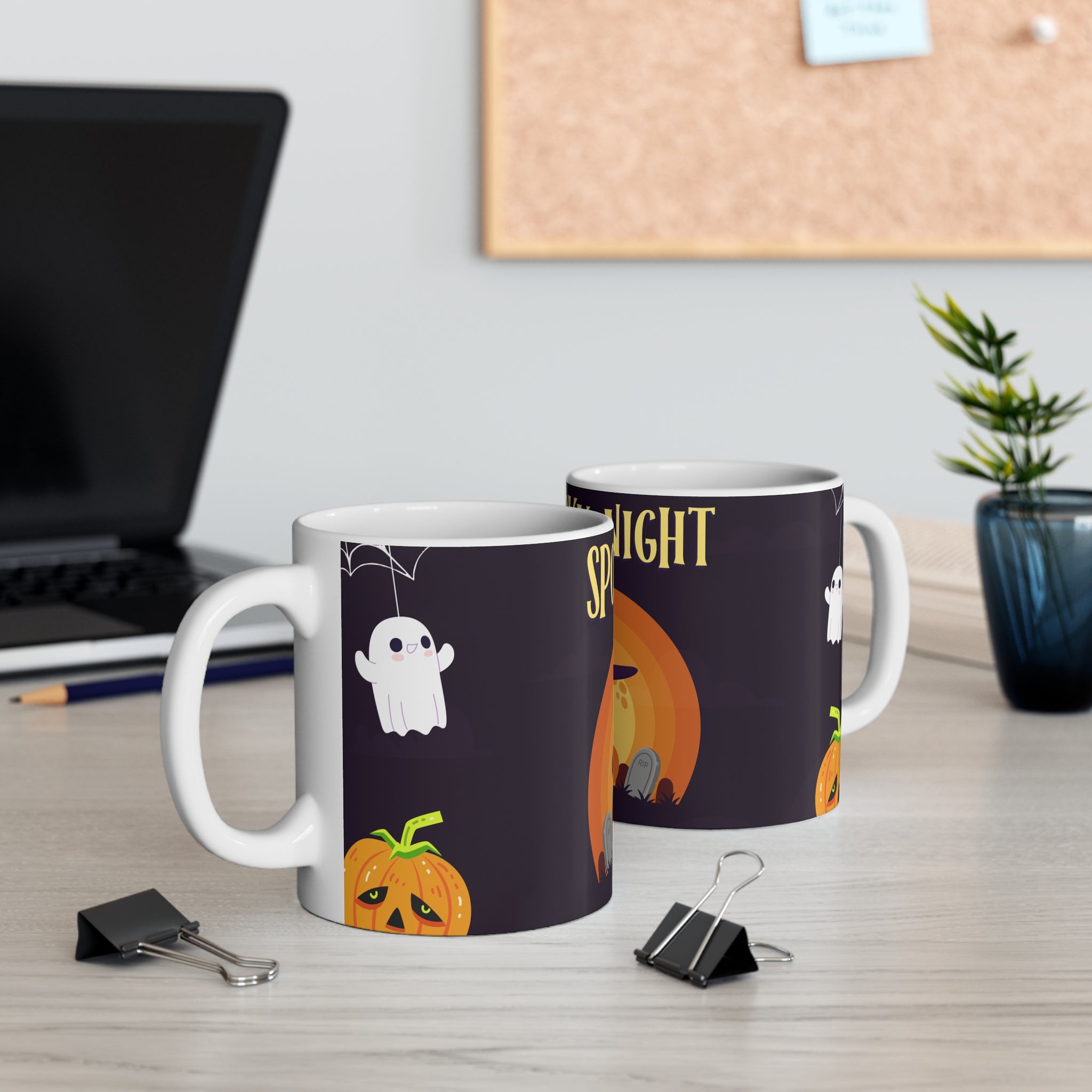 Spooky Night Halloween with Witch Cat | Mug