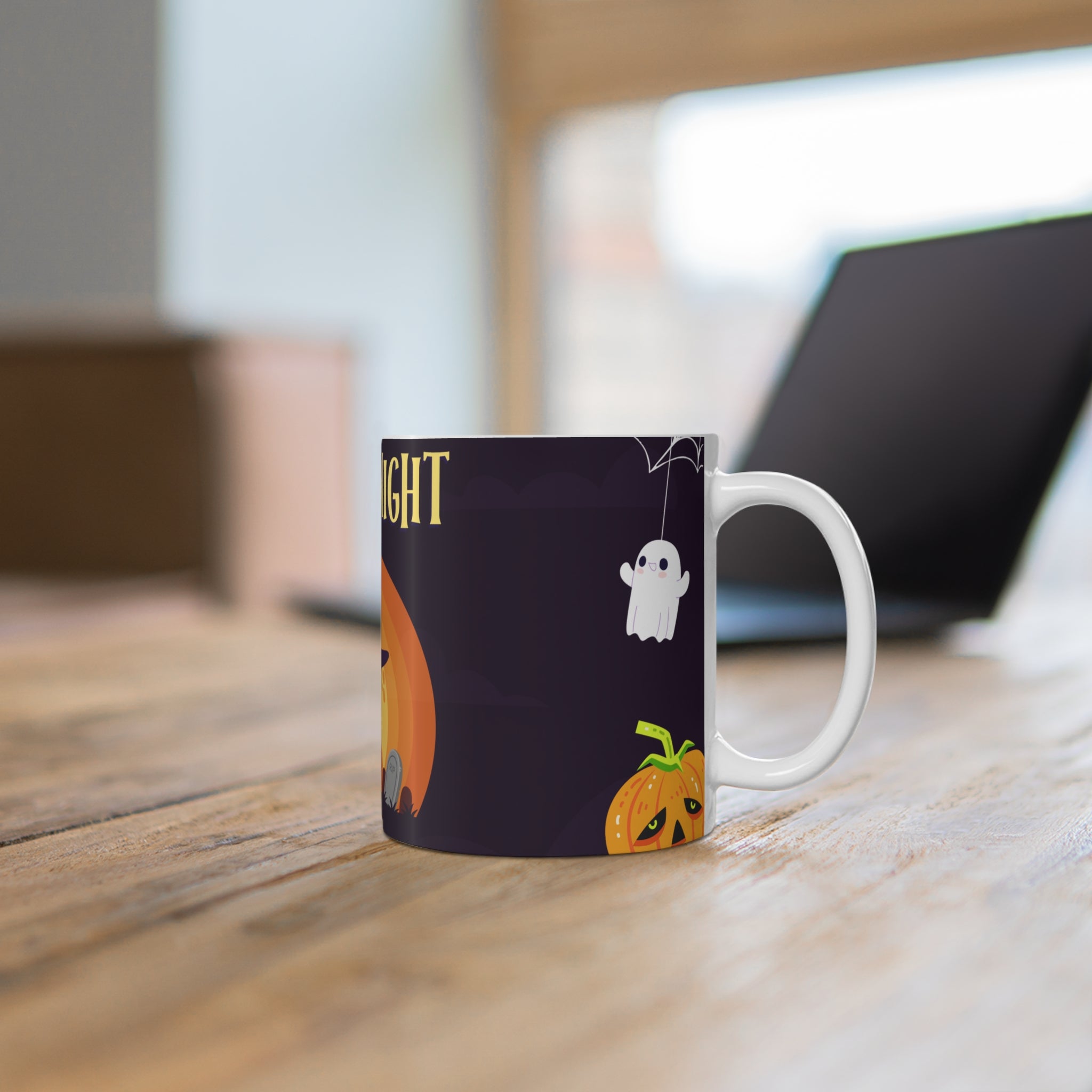 Spooky Night Halloween with Witch Cat | Mug