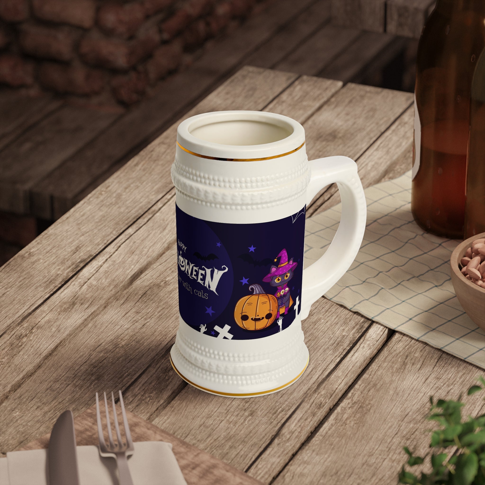 Happy Halloween with Witch's Cats | Beer Stein Mug
