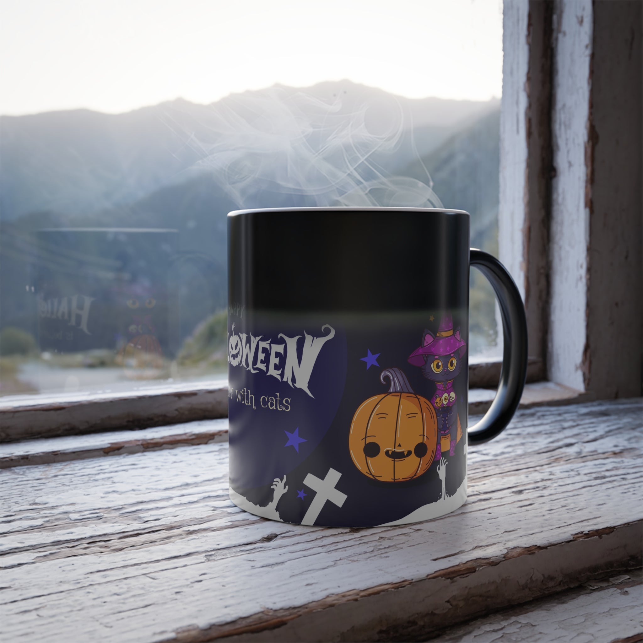 Happy Halloween with Witch's Cats | Color Morphing Mug