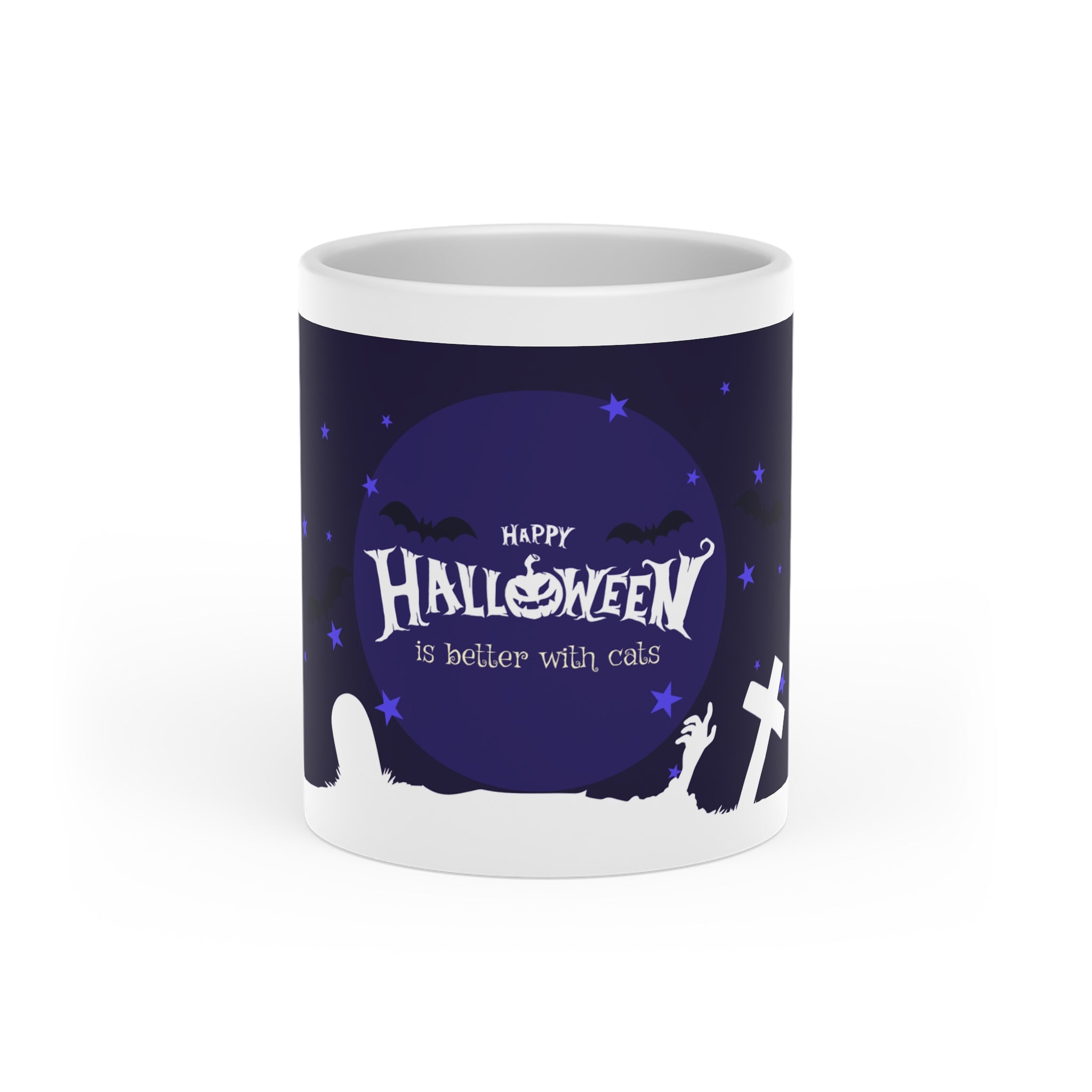 Happy Halloween with Witch's Cats | Heart-Shaped Mug