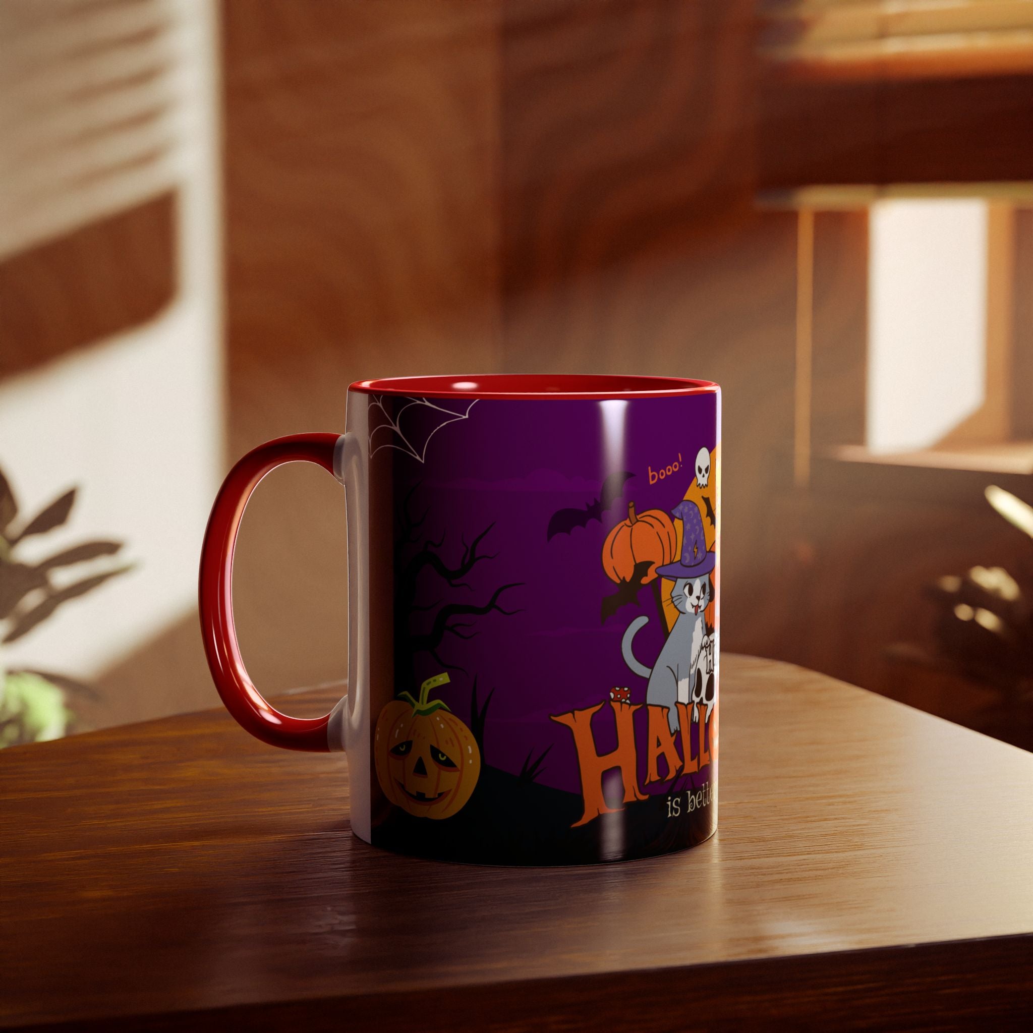 Happy Halloween is Better with Cats | Two-Tone Coffee Mugs