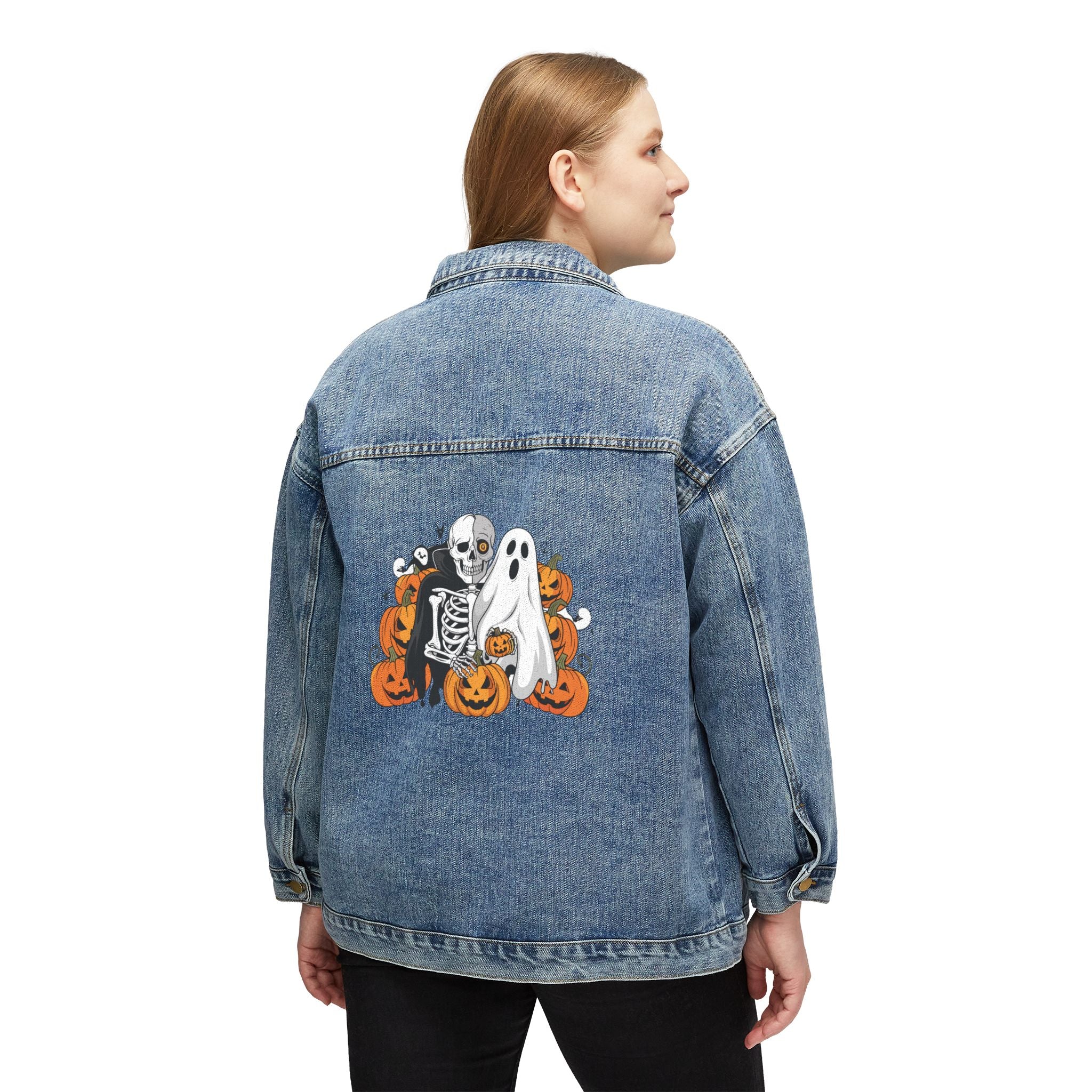 Scary Halloween with Skeletons and Ghost | Women's Denim Jacket