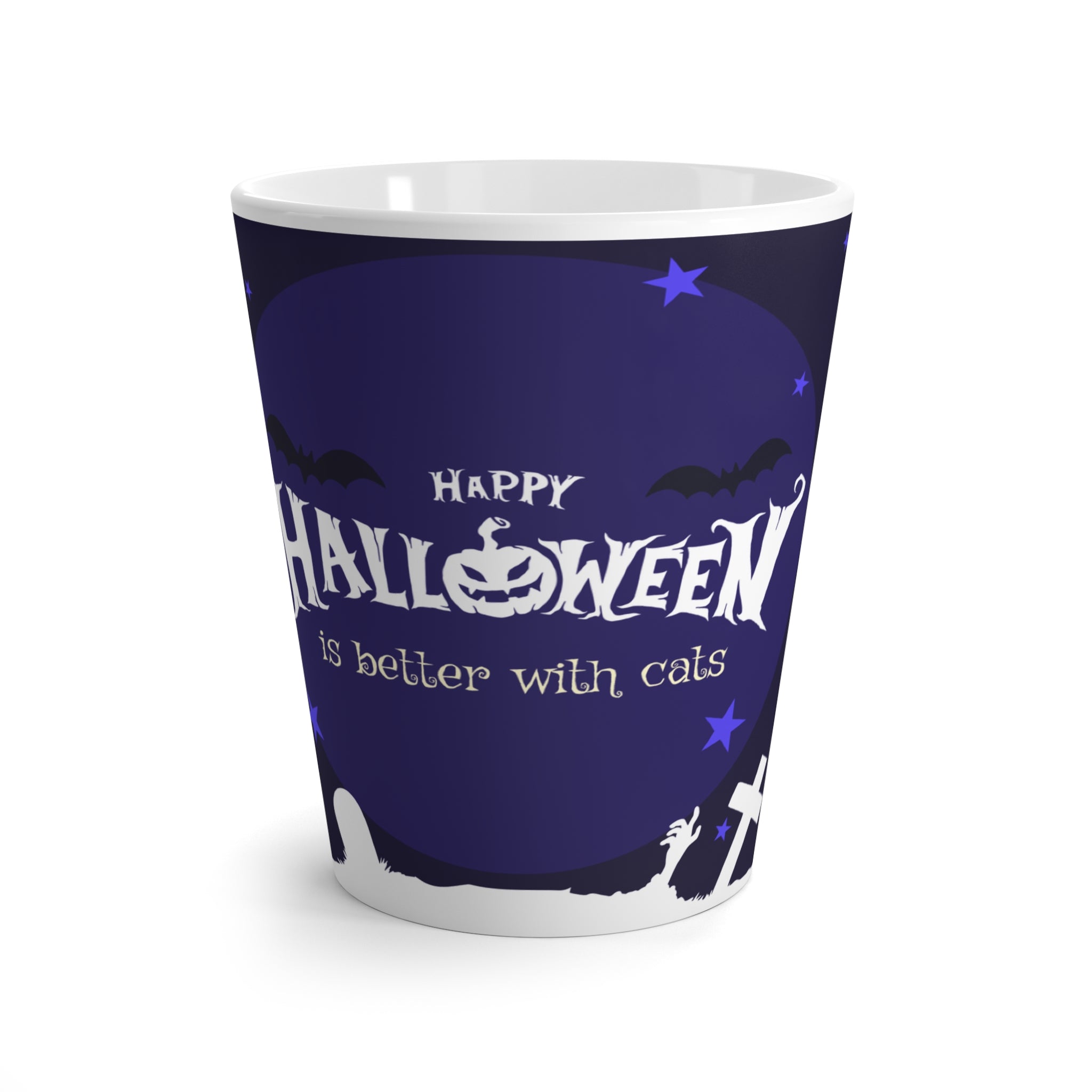 Happy Halloween with Witch's Cats | Latte Mug