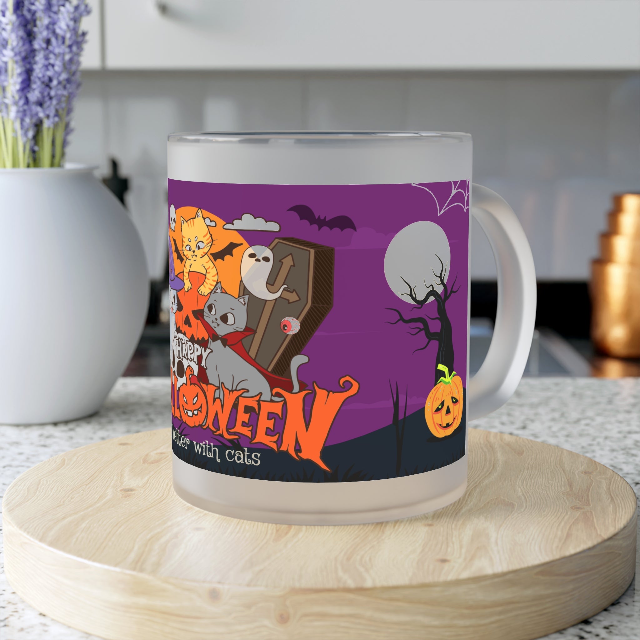 Happy Halloween is Better with Cats | Frosted Glass Mug
