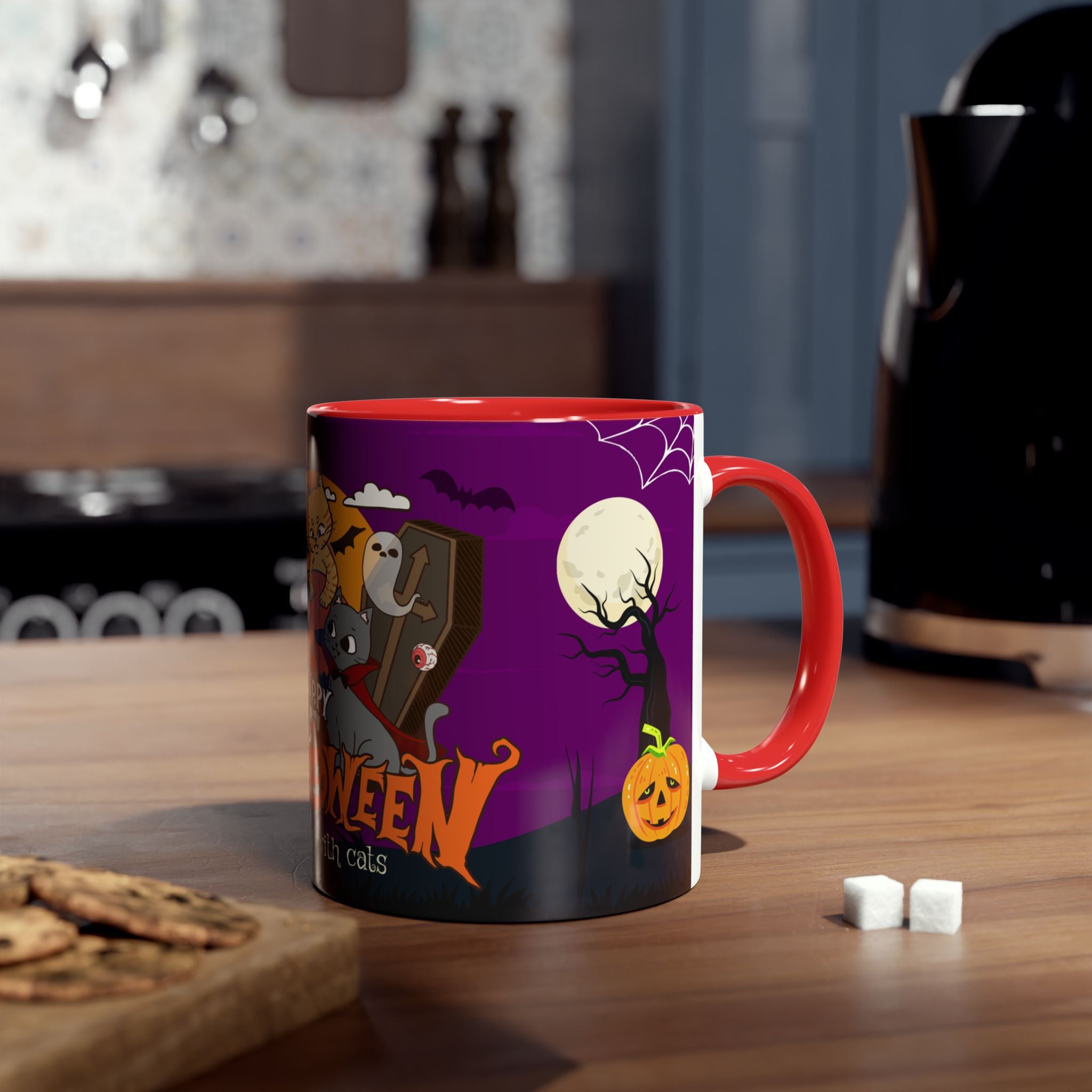 Happy Halloween is Better with Cats | Two-Tone Coffee Mugs