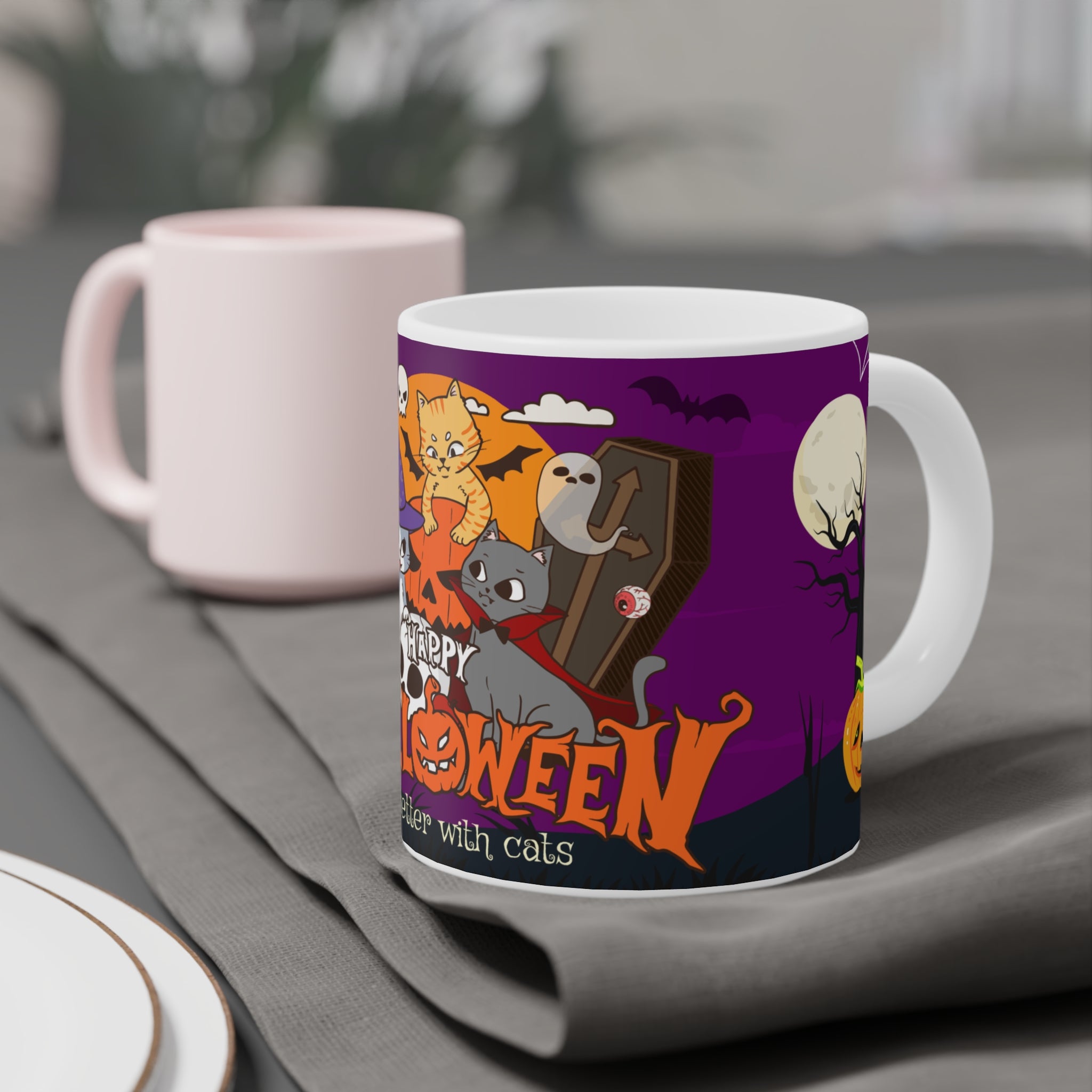 Happy Halloween is Better with Cats | Ceramic Mugs
