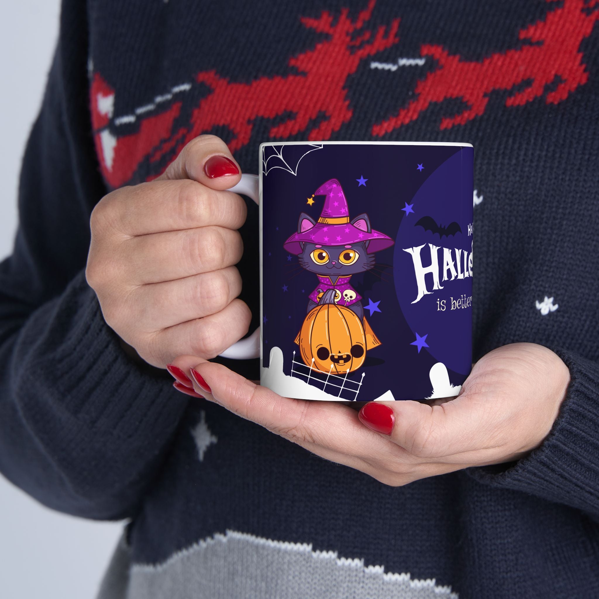Happy Halloween with Witch's Cats | Ceramic Mug