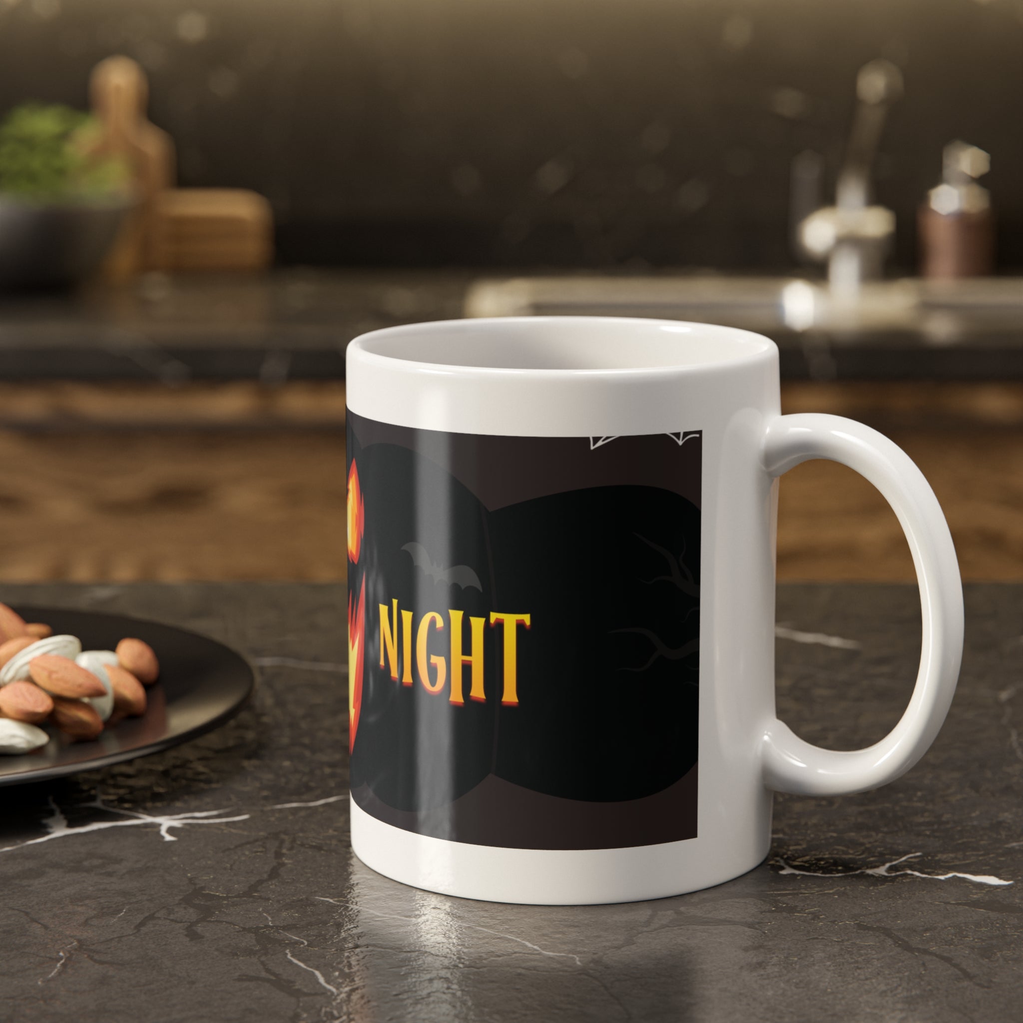 Spooky Night Pumpkin | Scary Halloween Pumpkin | White Ceramic Mug