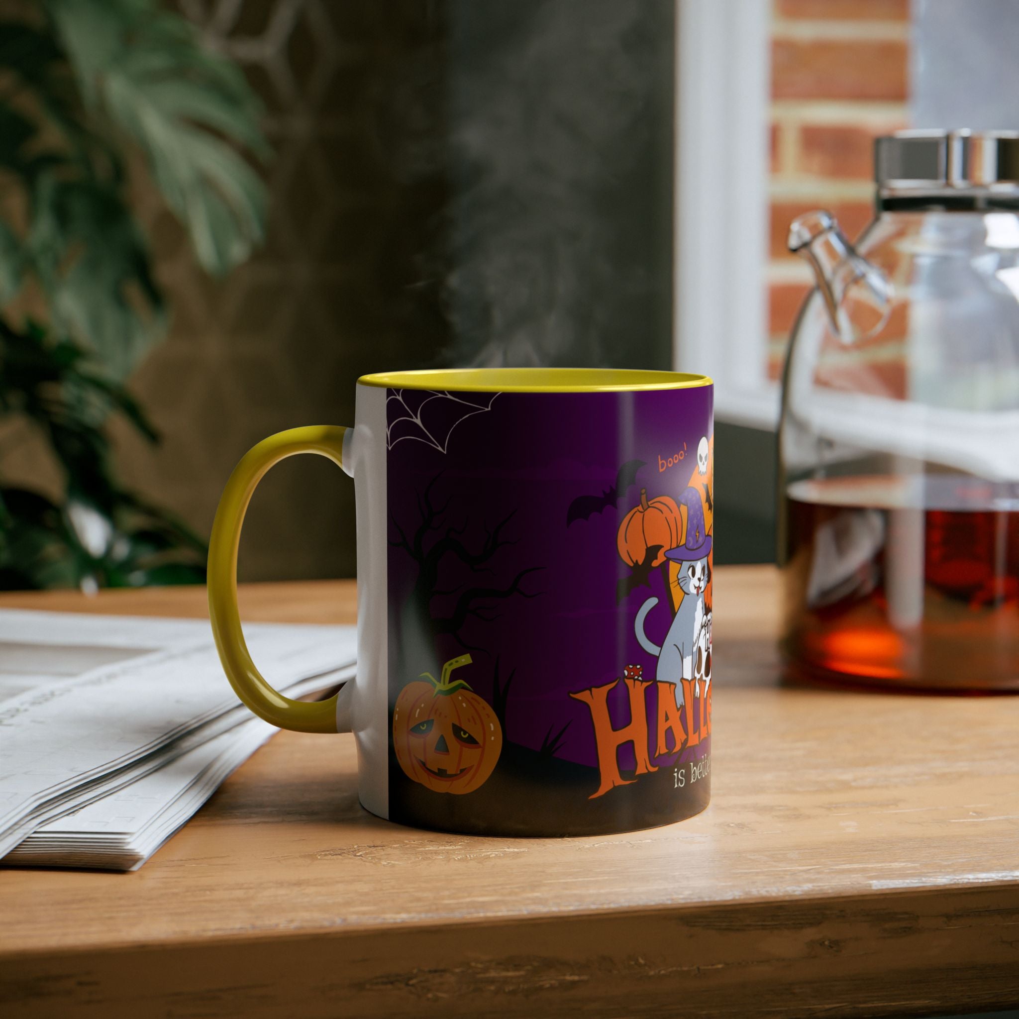 Happy Halloween is Better with Cats | Two-Tone Coffee Mugs