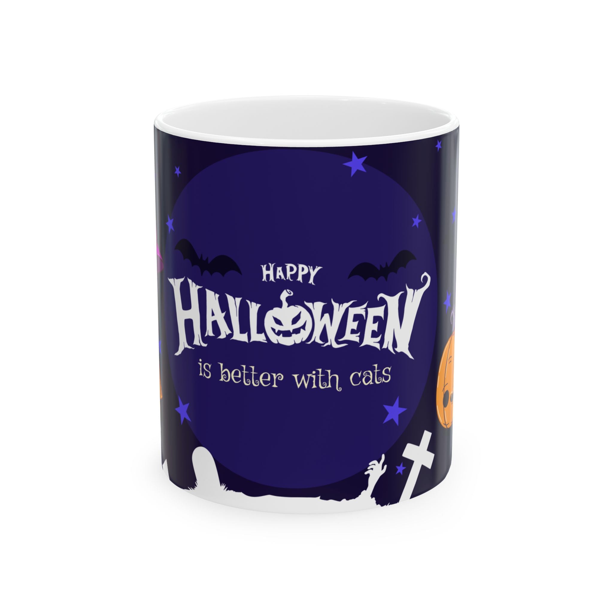 Happy Halloween with Witch's Cats | Ceramic Mug