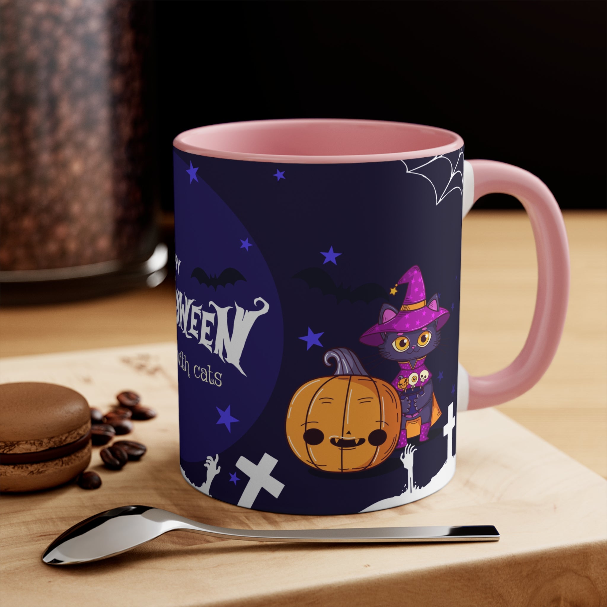 Happy Halloween with Witch's Cats | Colorful Accent Mugs