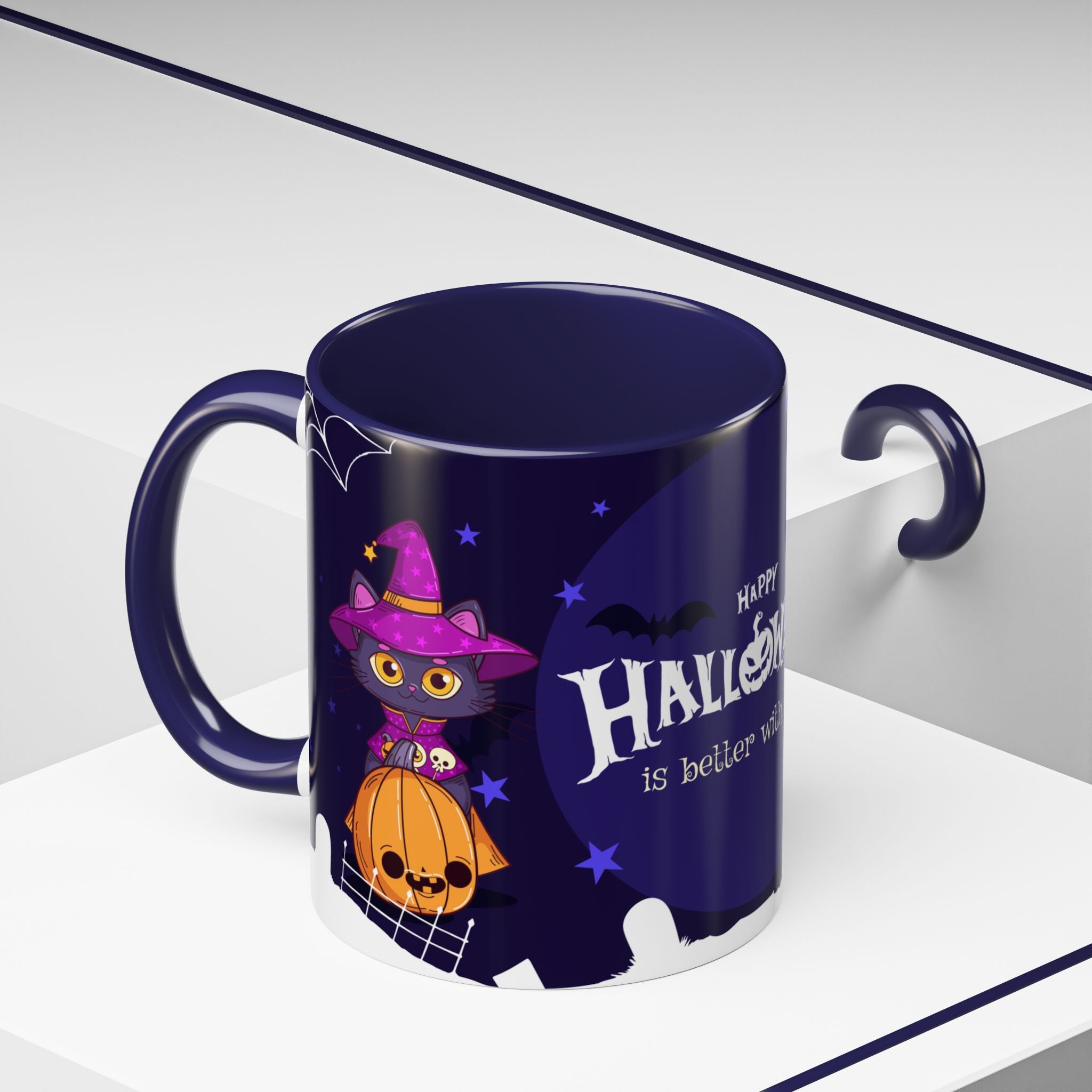 Happy Halloween with Witch's Cats | Accent Coffee Mug