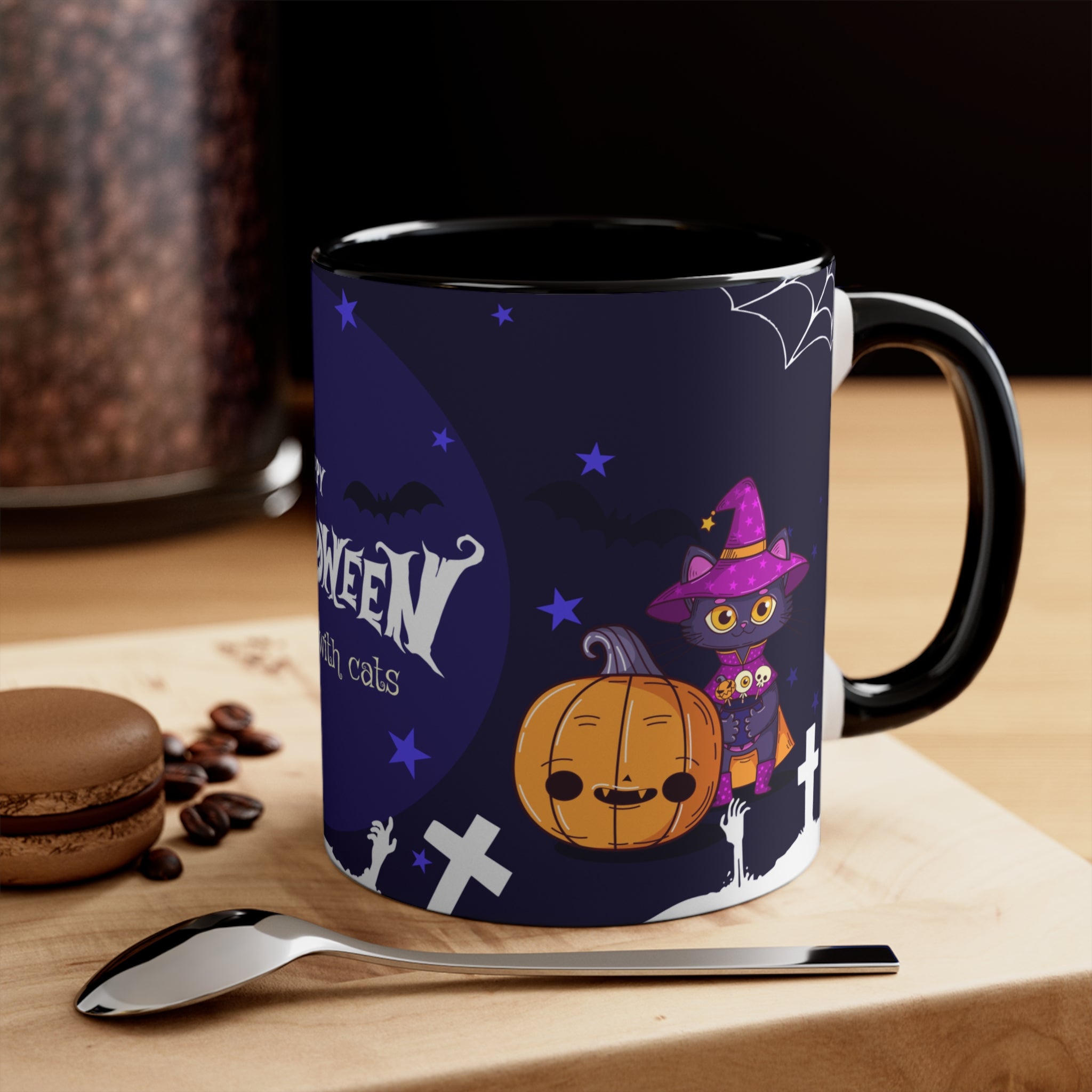 Happy Halloween with Witch's Cats | Colorful Accent Mugs