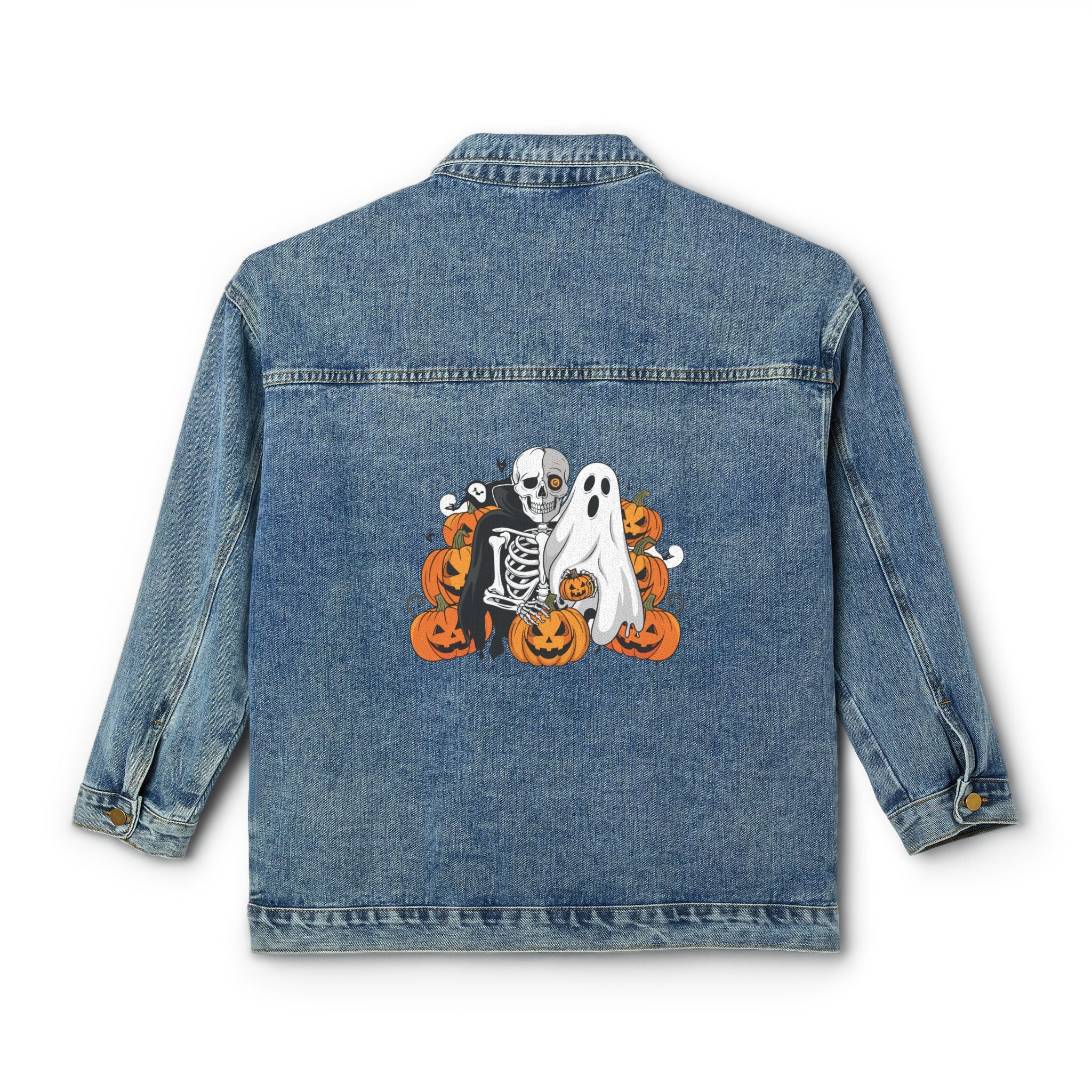 Scary Halloween with Skeletons and Ghost | Women's Denim Jacket