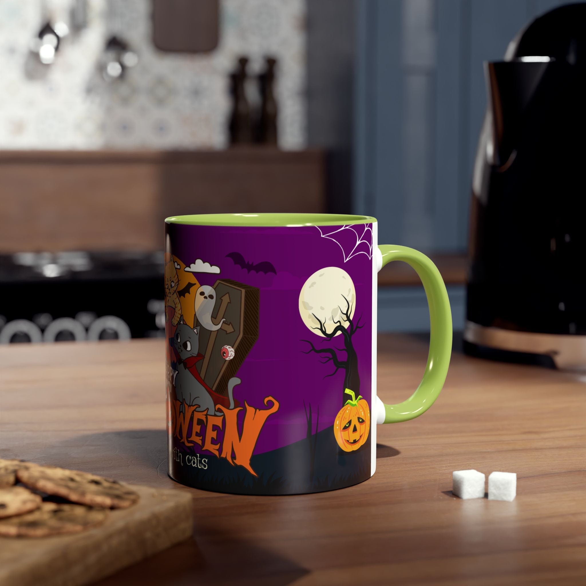 Happy Halloween is Better with Cats | Two-Tone Coffee Mugs