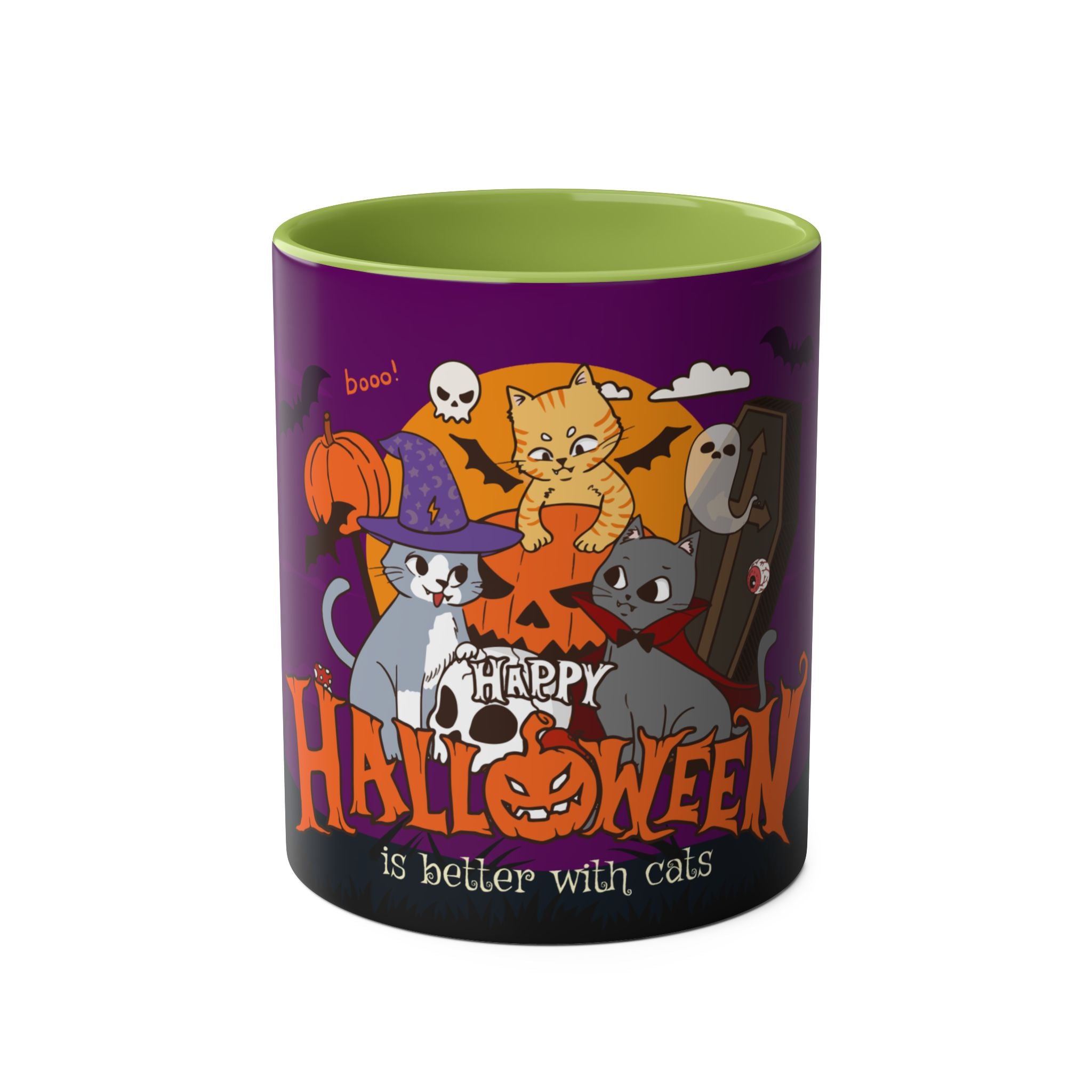 Happy Halloween is Better with Cats | Two-Tone Coffee Mugs