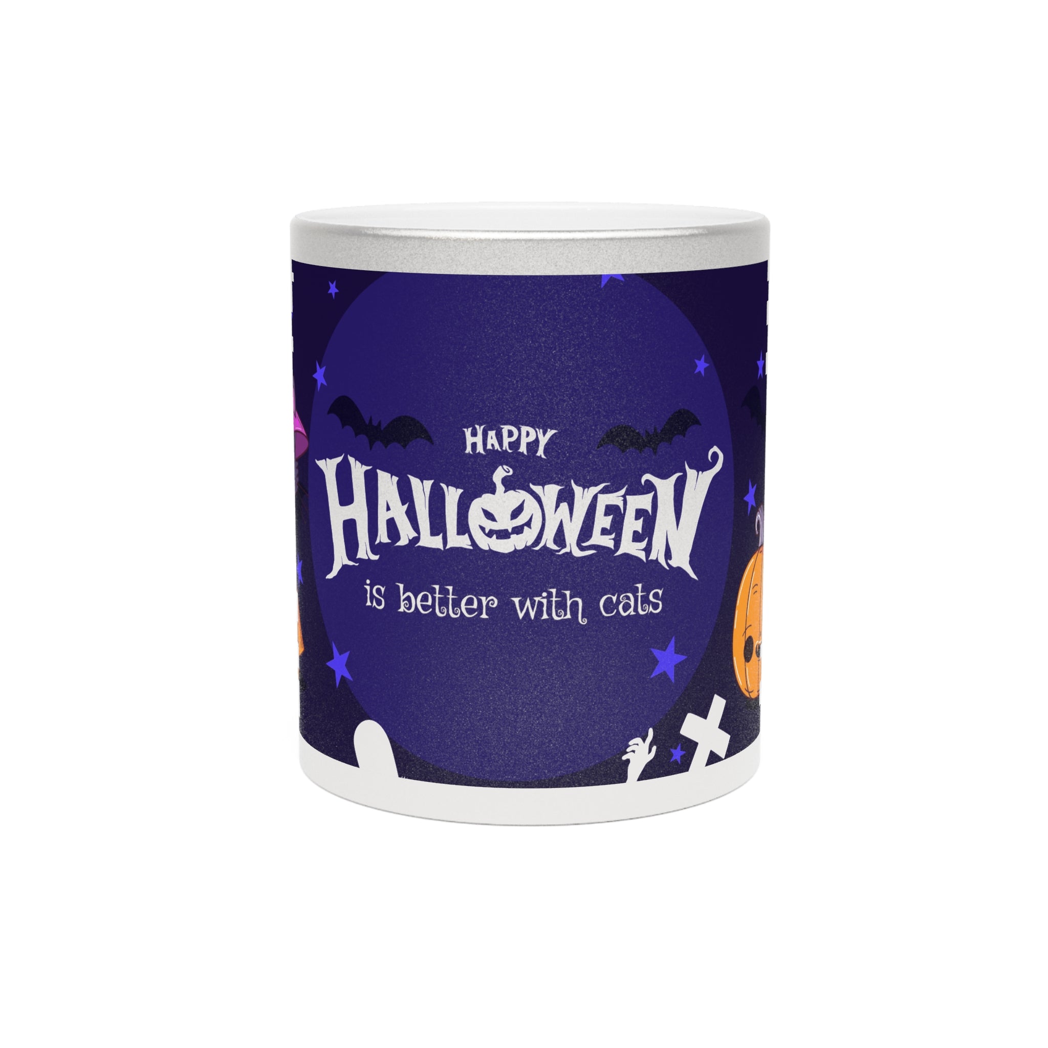 Happy Halloween with Witch's Cats | Metallic Mug