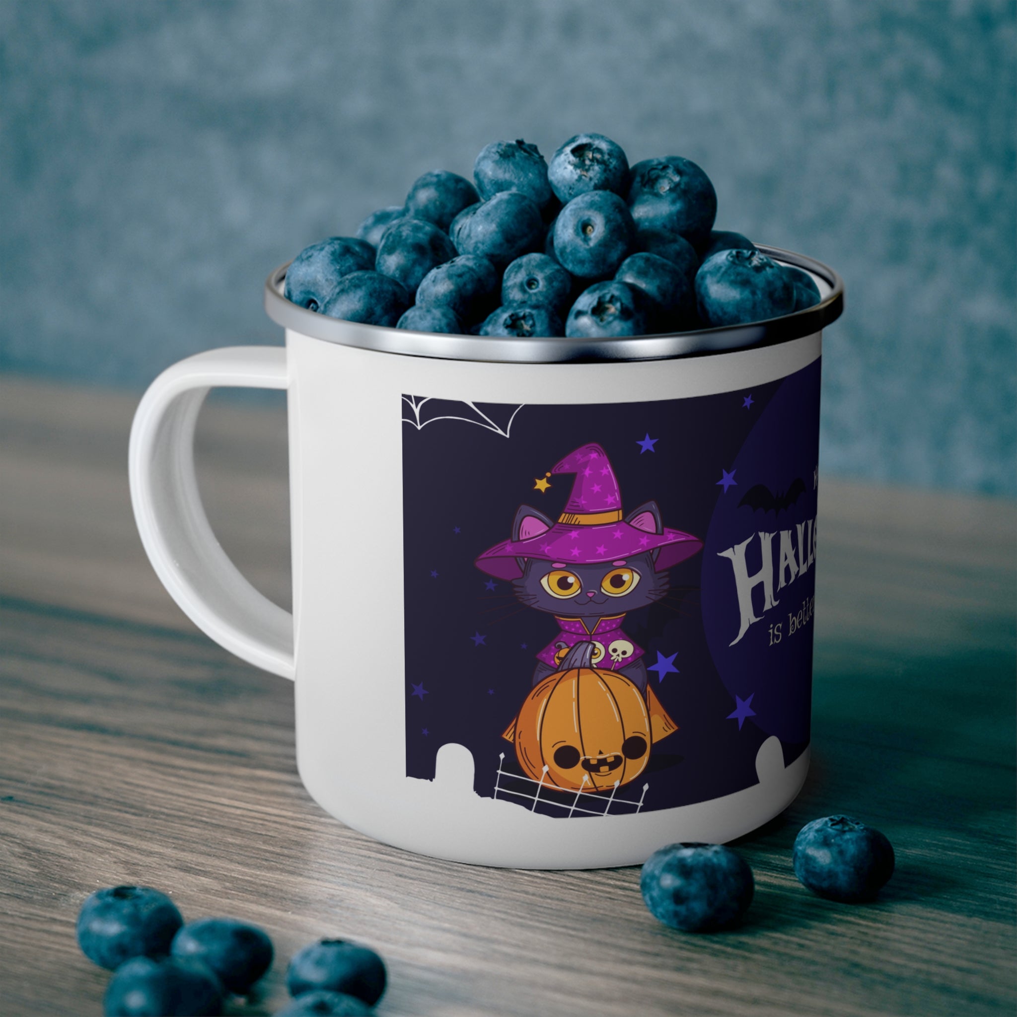 Happy Halloween with Witch's Cats | Enamel Camping Mug