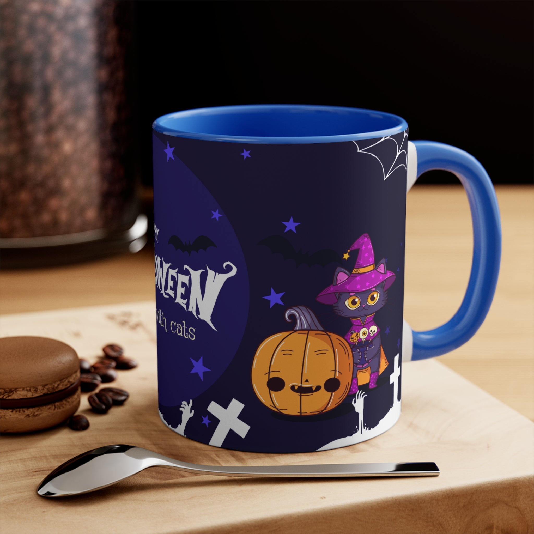 Happy Halloween with Witch's Cats | Colorful Accent Mugs