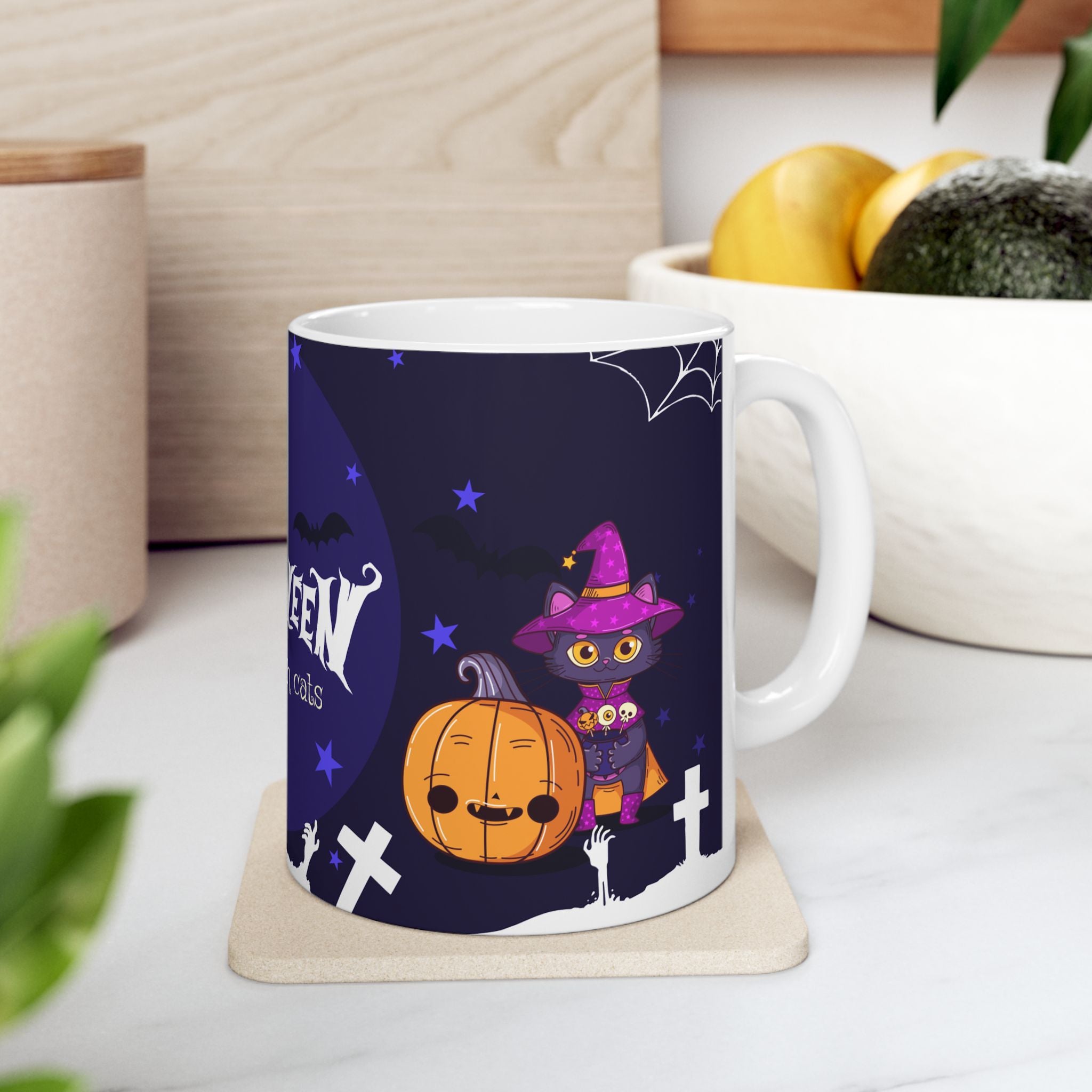 Happy Halloween with Witch's Cats | Ceramic Mug