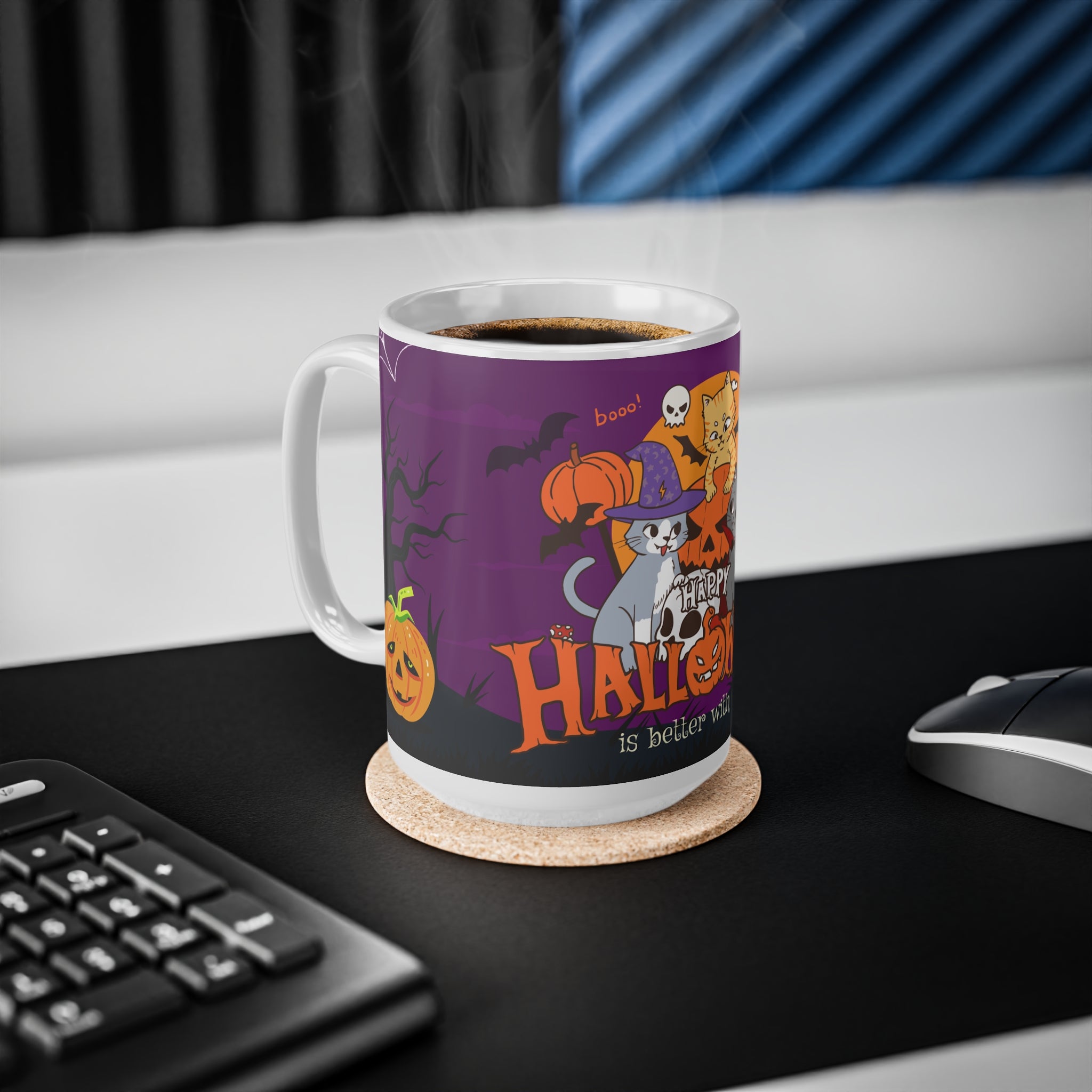 Happy Halloween is Better with Cats | Ceramic Coffee Cups