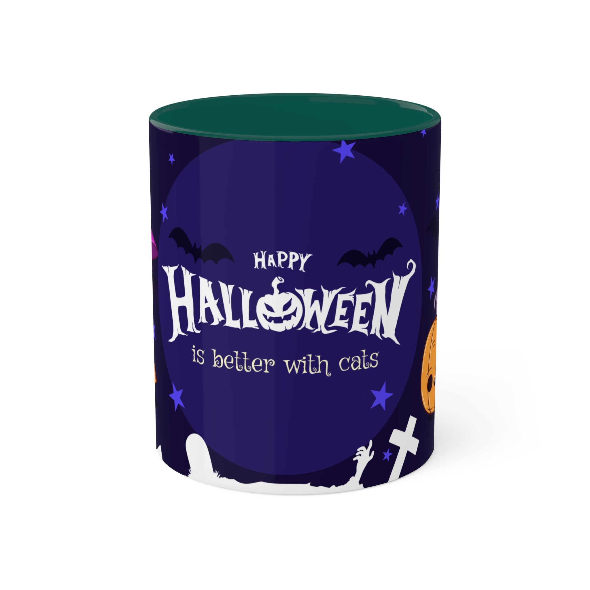 Happy Halloween with Witch's Cats | Colorful Mugs