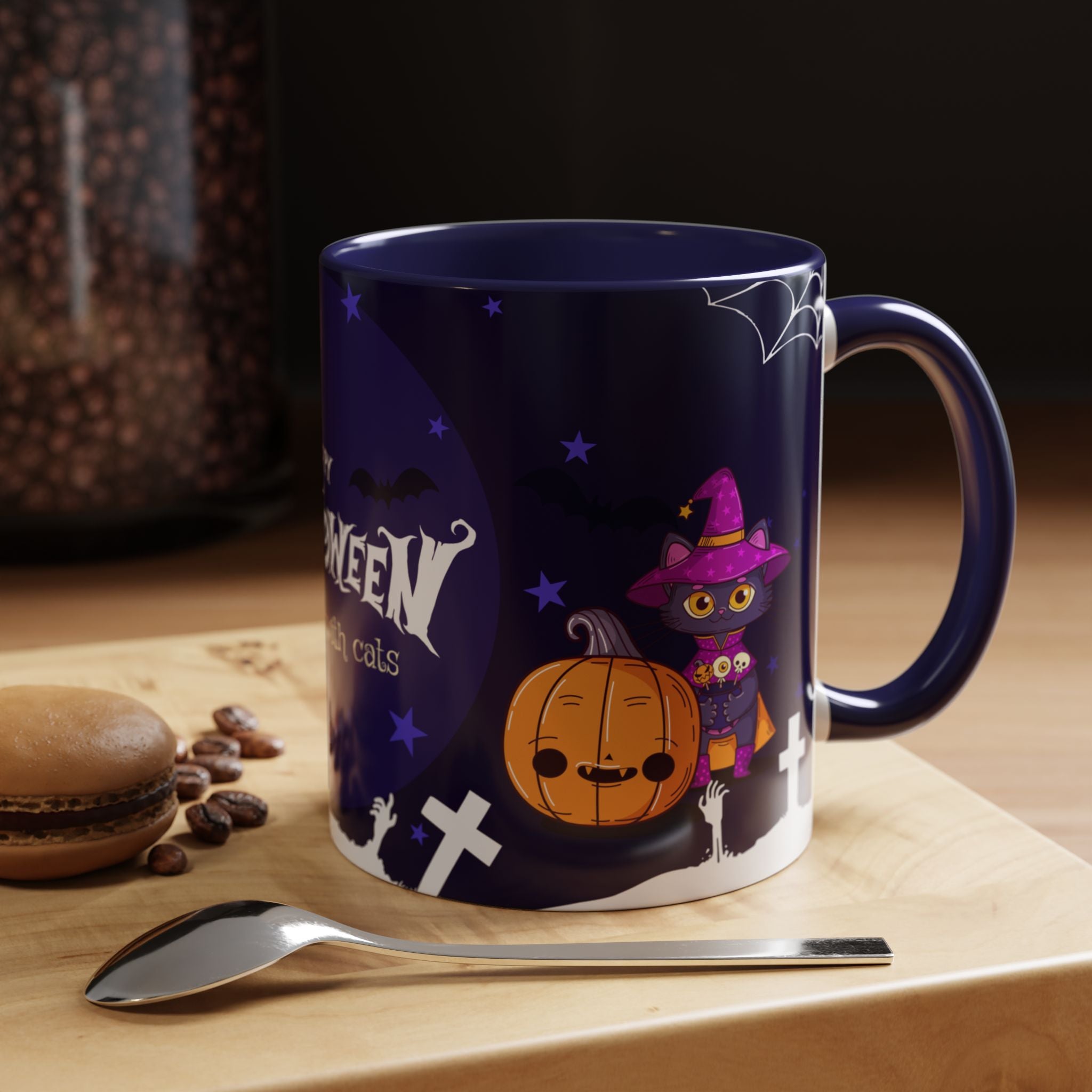 Happy Halloween with Witch's Cats | Accent Coffee Mug