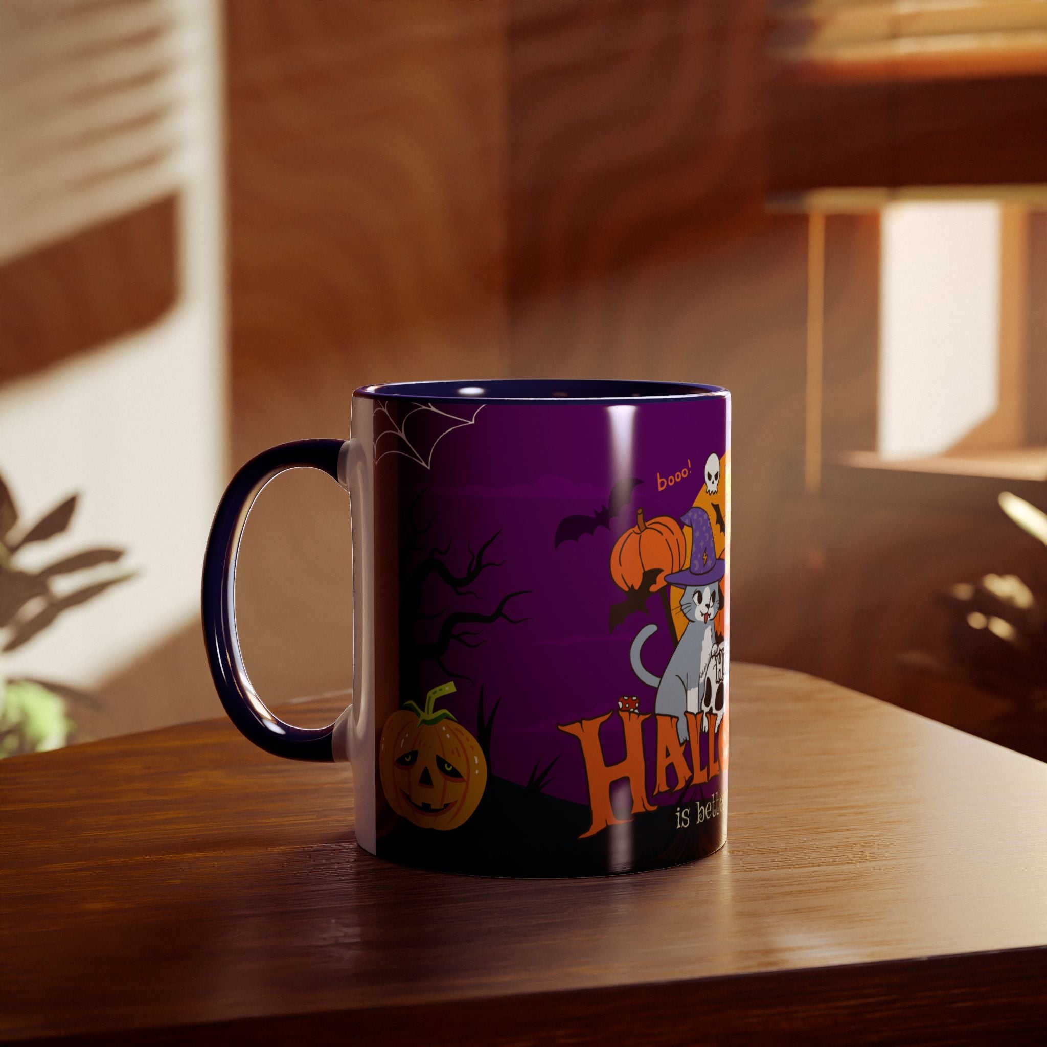 Happy Halloween is Better with Cats | Two-Tone Coffee Mugs