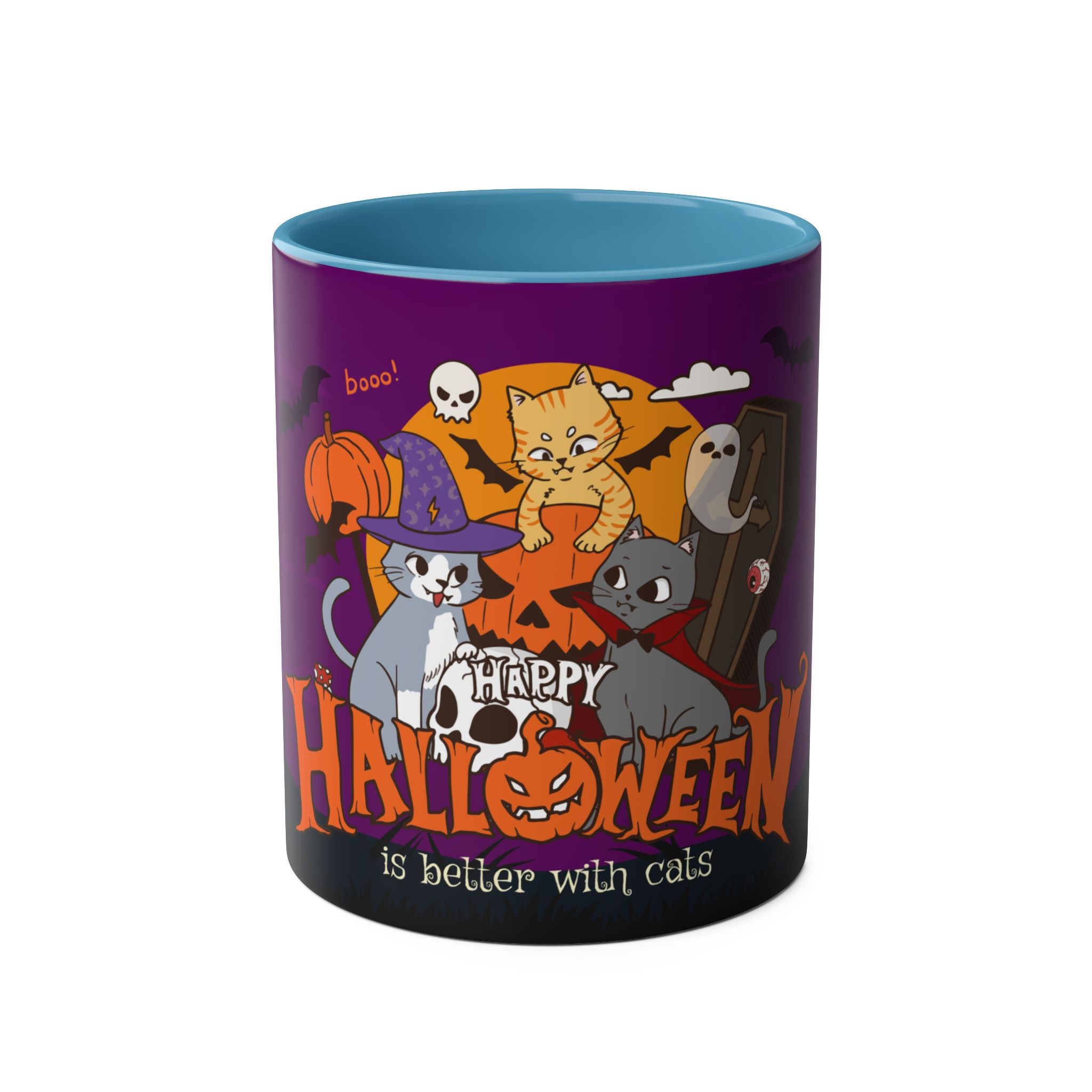 Happy Halloween is Better with Cats | Two-Tone Coffee Mugs