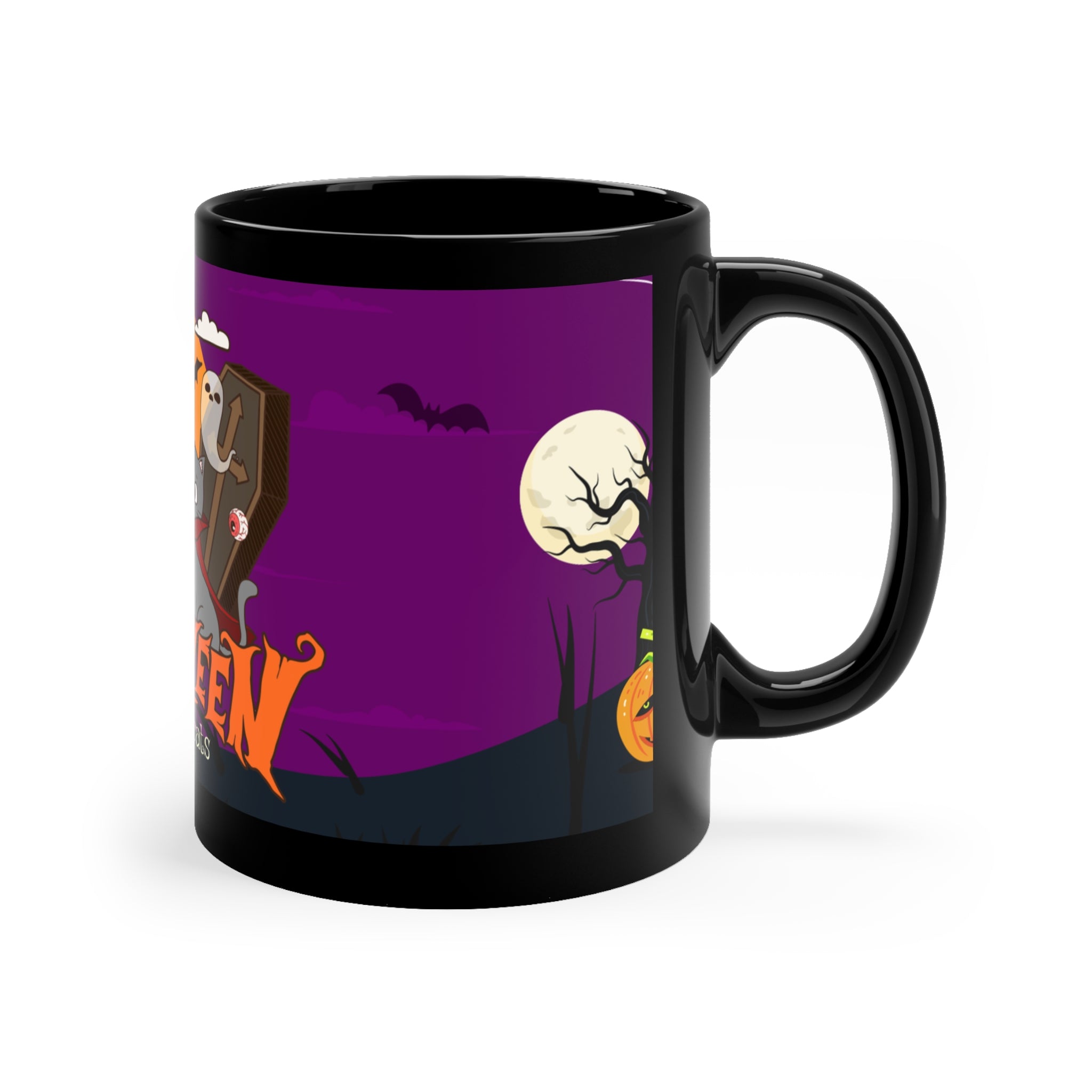 Happy Halloween is Better with Cats | Black Coffee Mug