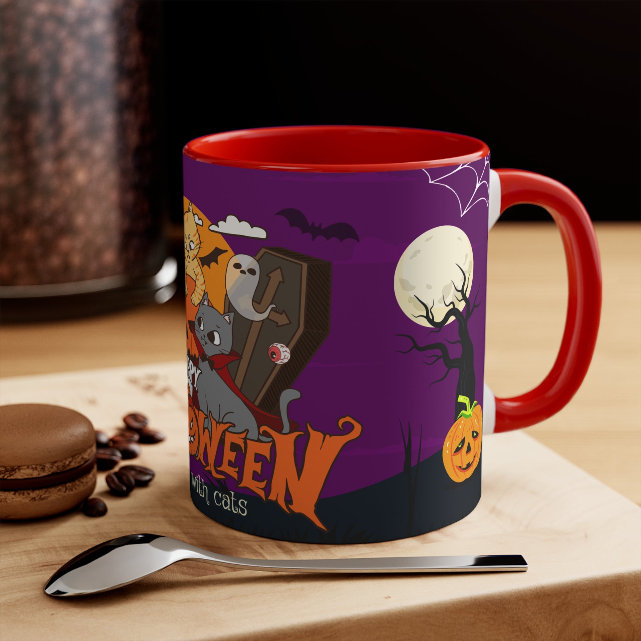Happy Halloween is Better with Cats | Colorful Accent Mugs