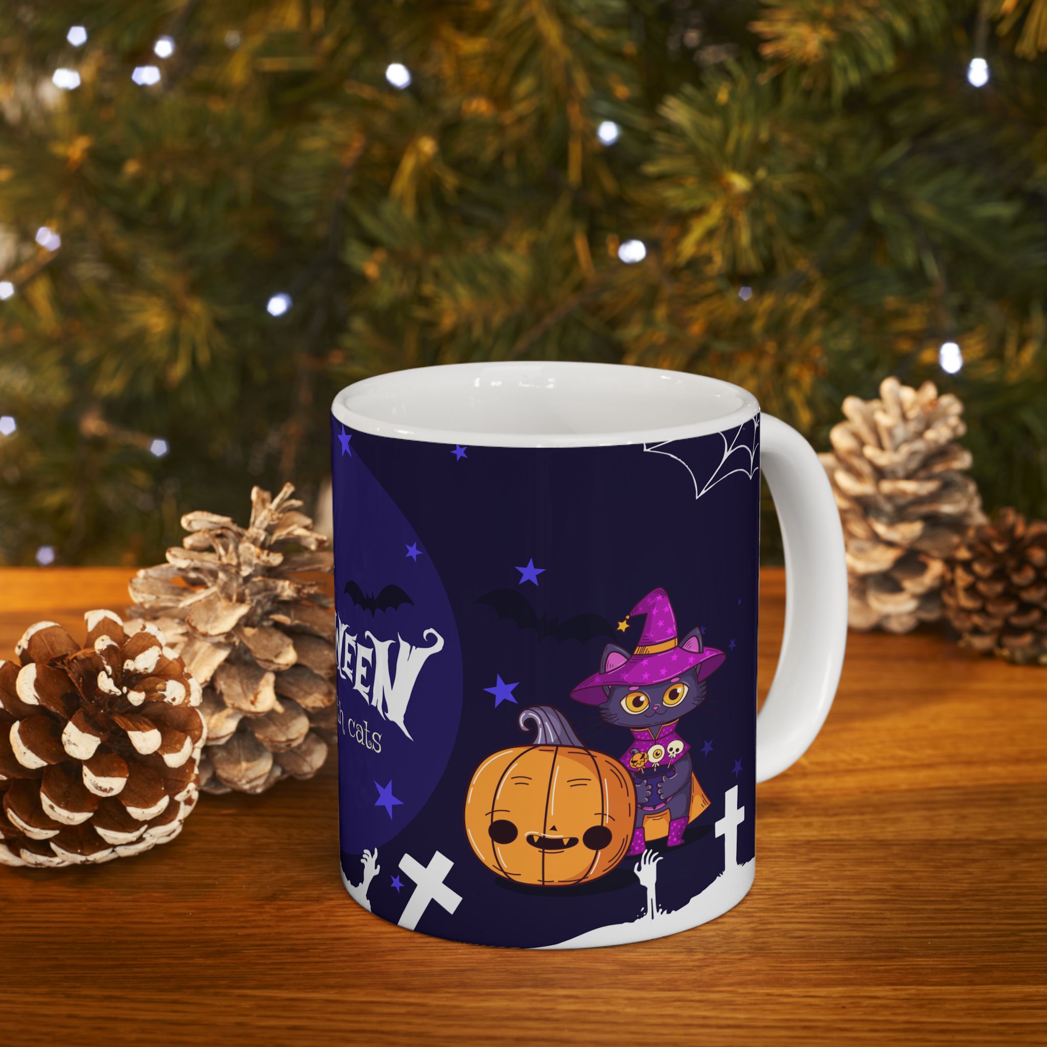 Happy Halloween with Witch's Cats | Ceramic Mug