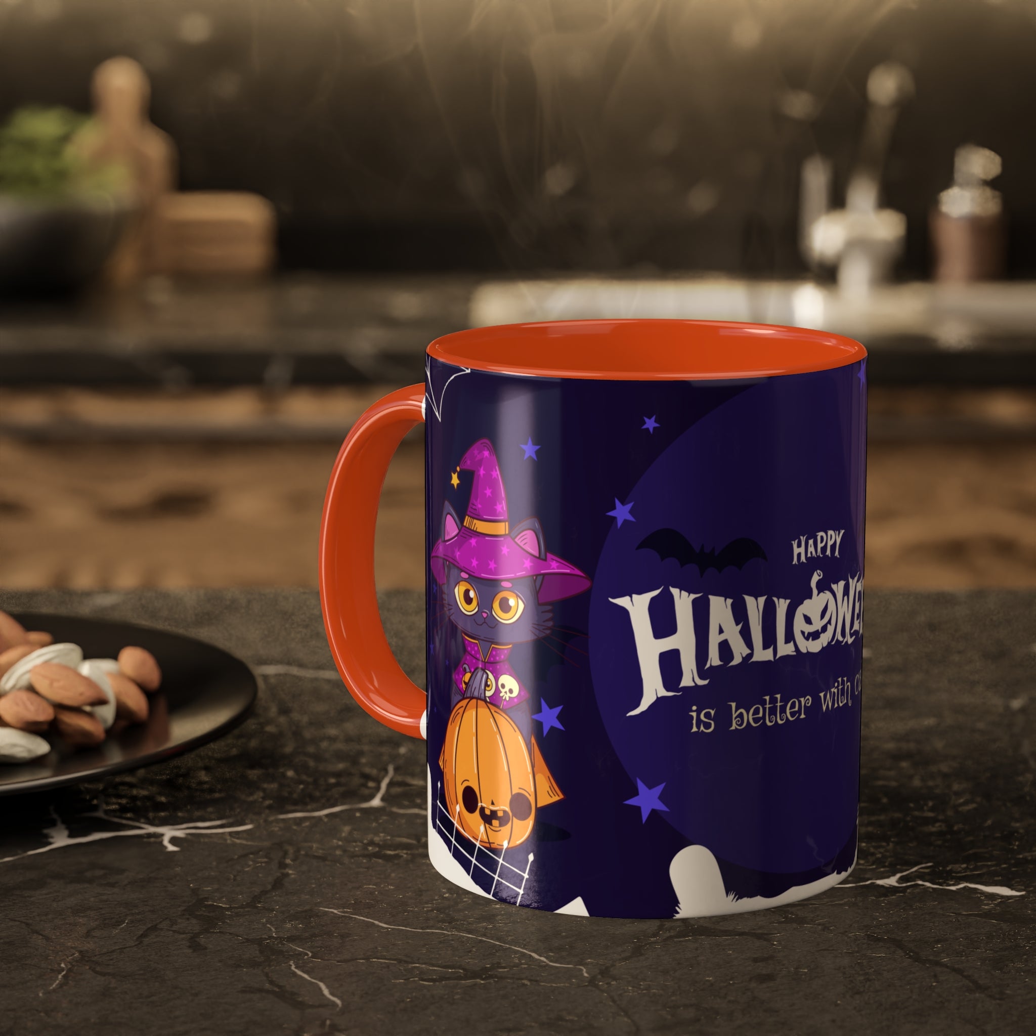Happy Halloween with Witch's Cats | Colorful Mugs
