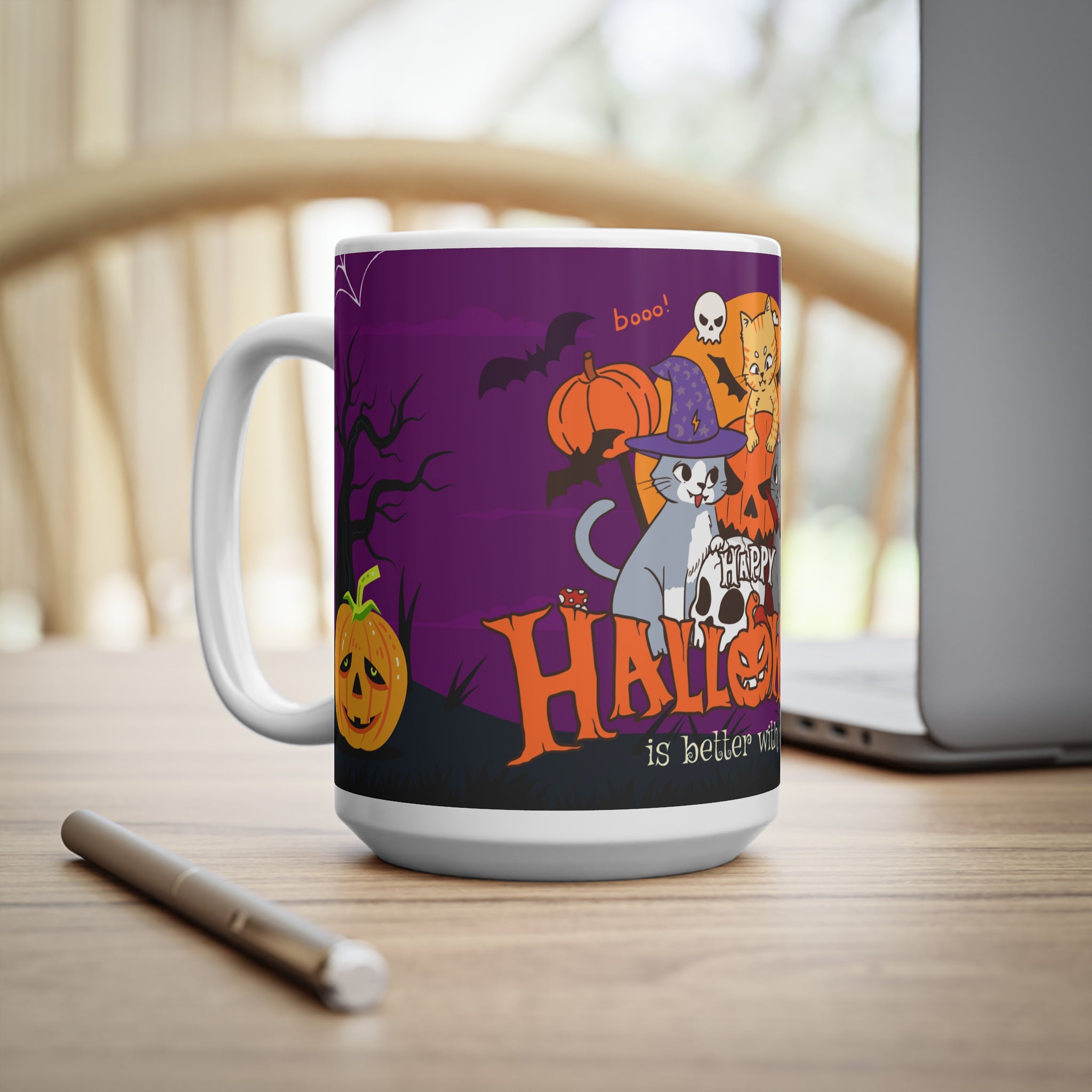 Happy Halloween is Better with Cats | Ceramic Coffee Cups