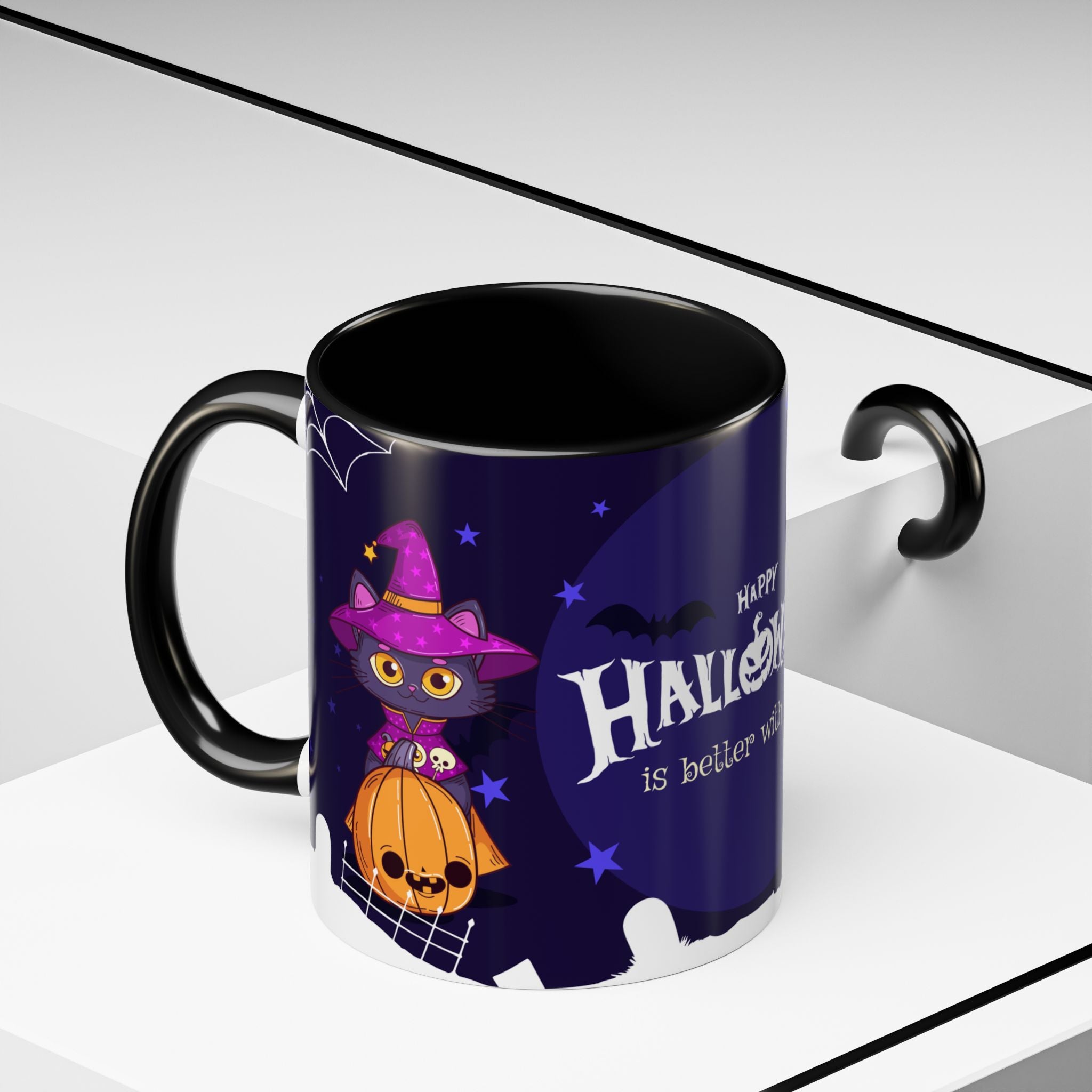 Happy Halloween with Witch's Cats | Accent Coffee Mug