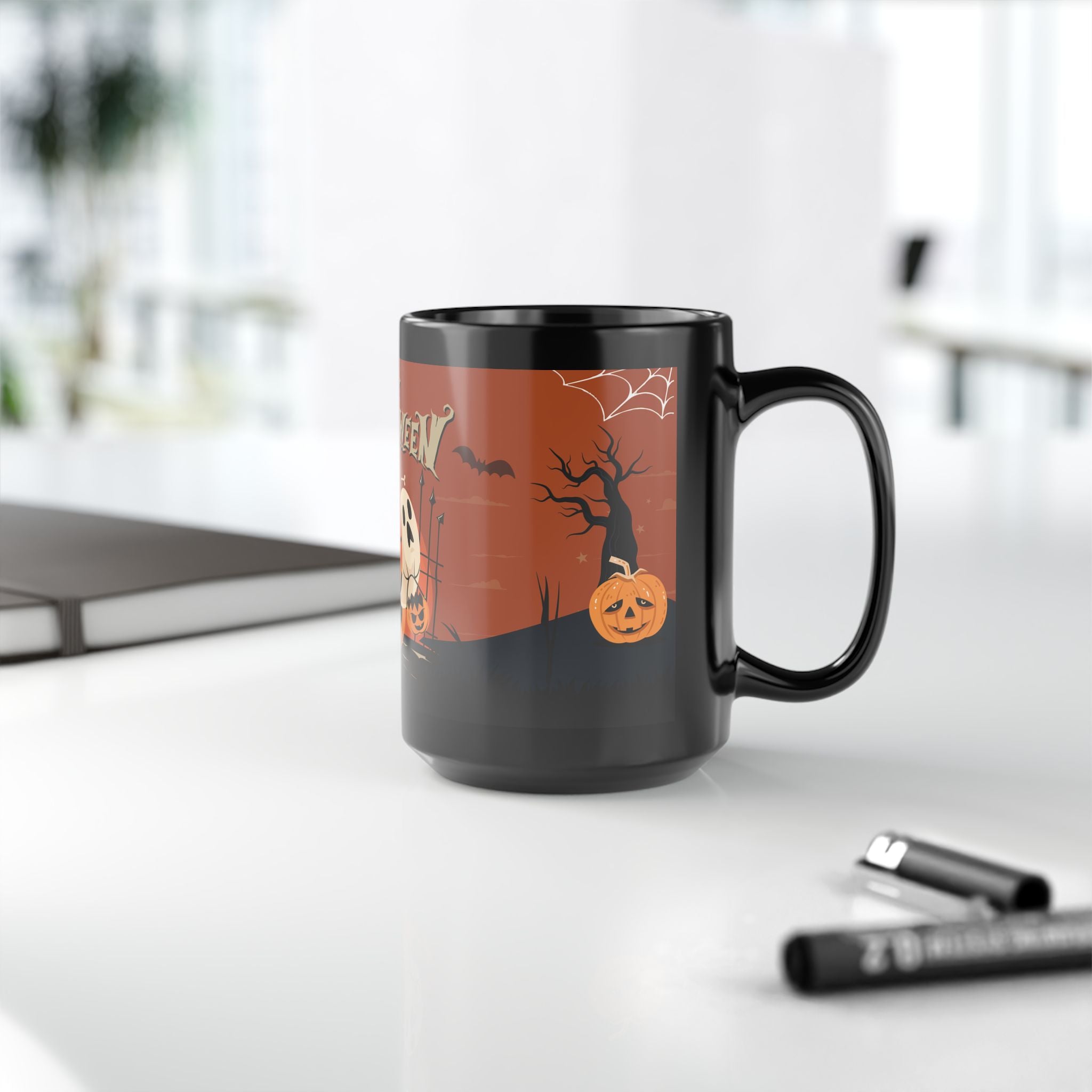 Happy Halloween with Pumpkin | Black Mug